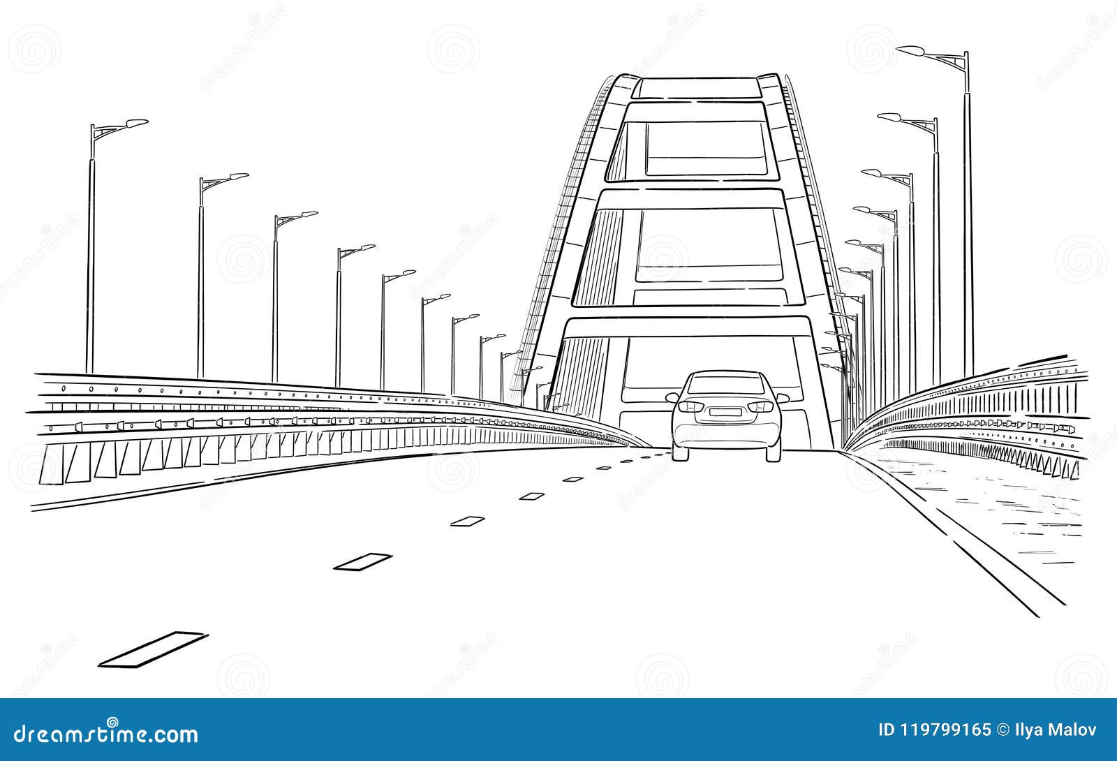 Sketch of a bridge on Craiyon