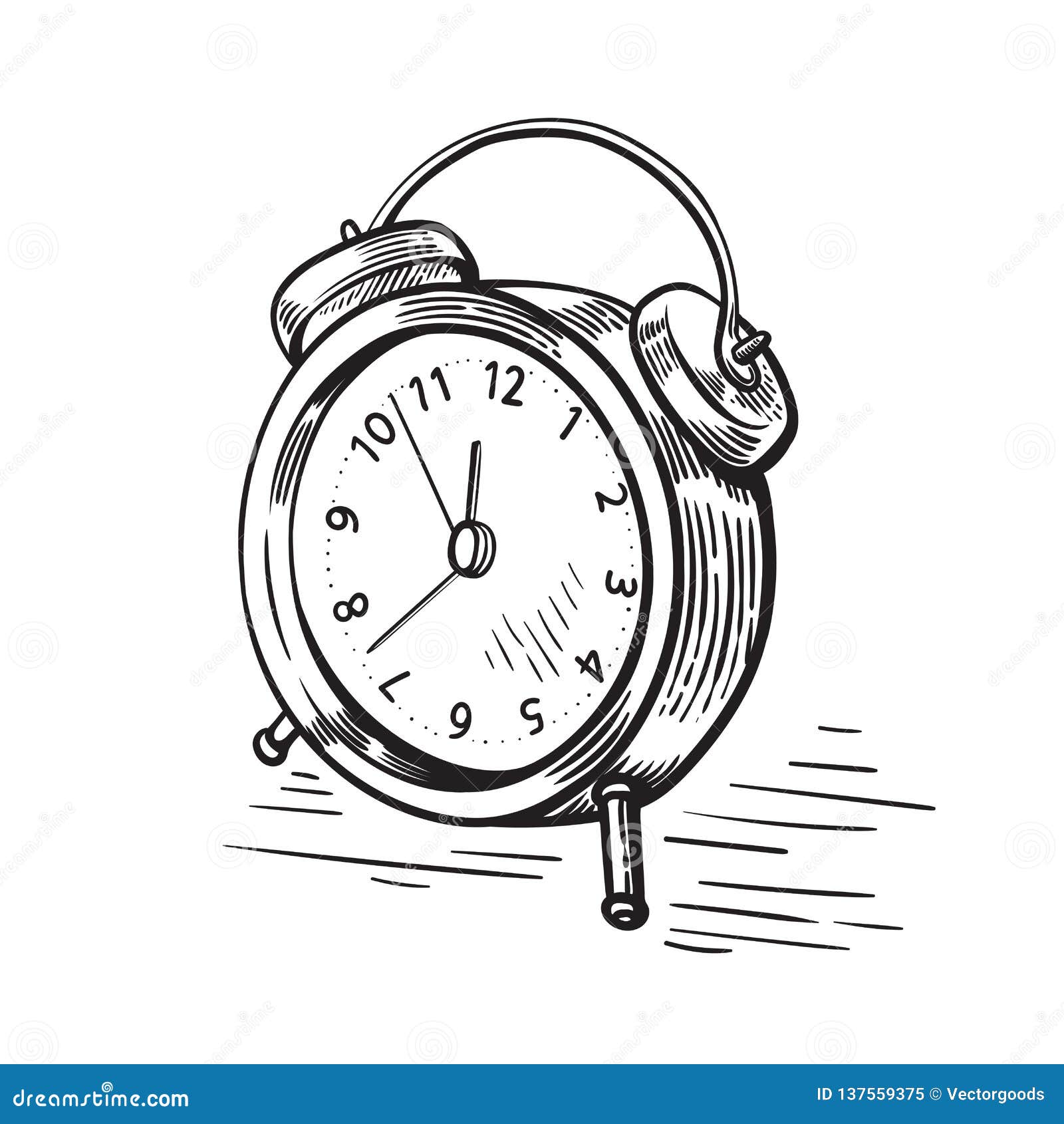 Hand Drawn Sketch Modern Old Alarm Clock Vector | CartoonDealer.com ...