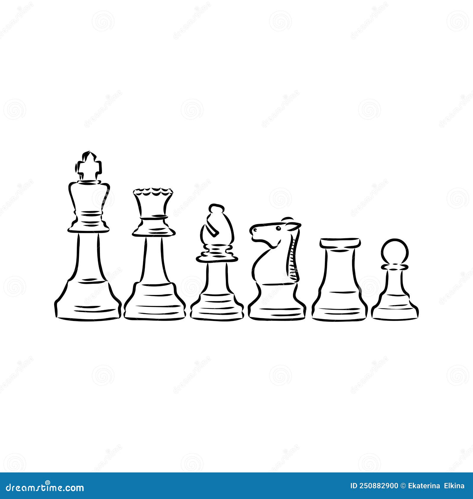 Premium Vector  Set of chess pieces sketch. 6 hand-drawn black