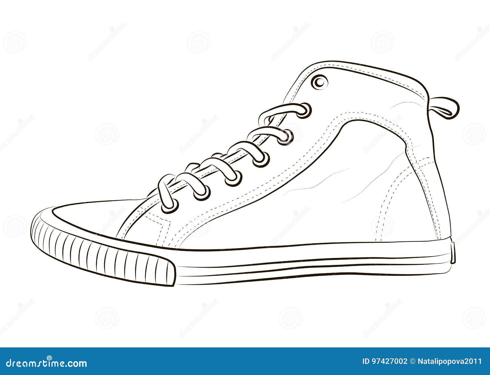 Hand Drawn Sketch of Sport Shoes, Sneakers for Summer. Vector Stock ...