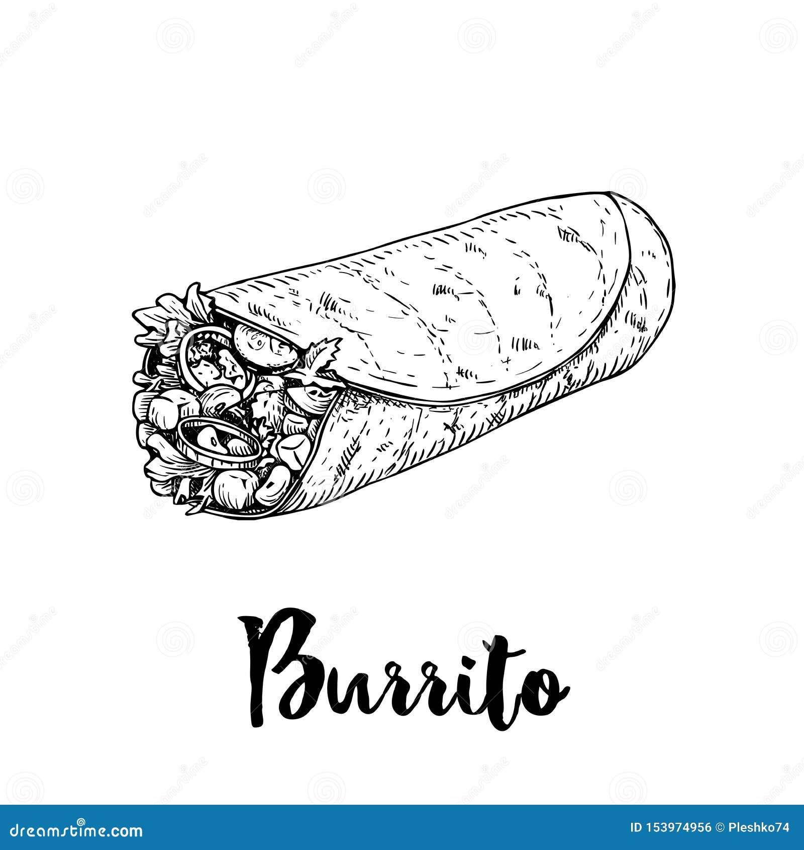 Download Burrito Hand Drawn Sketch Vector Illustration | CartoonDealer.com #71303942