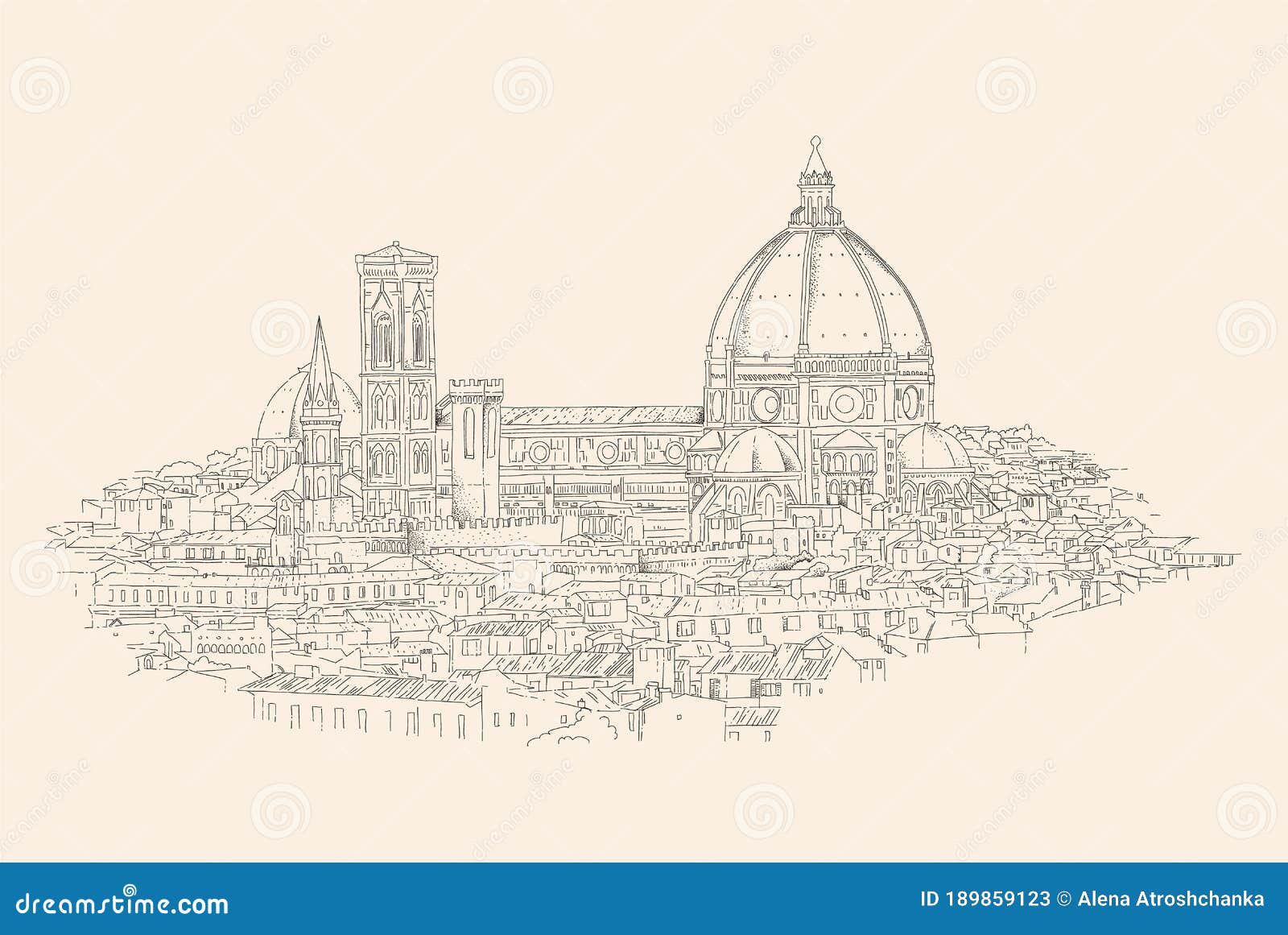 florence, italy cityscape with dome and old quarters
