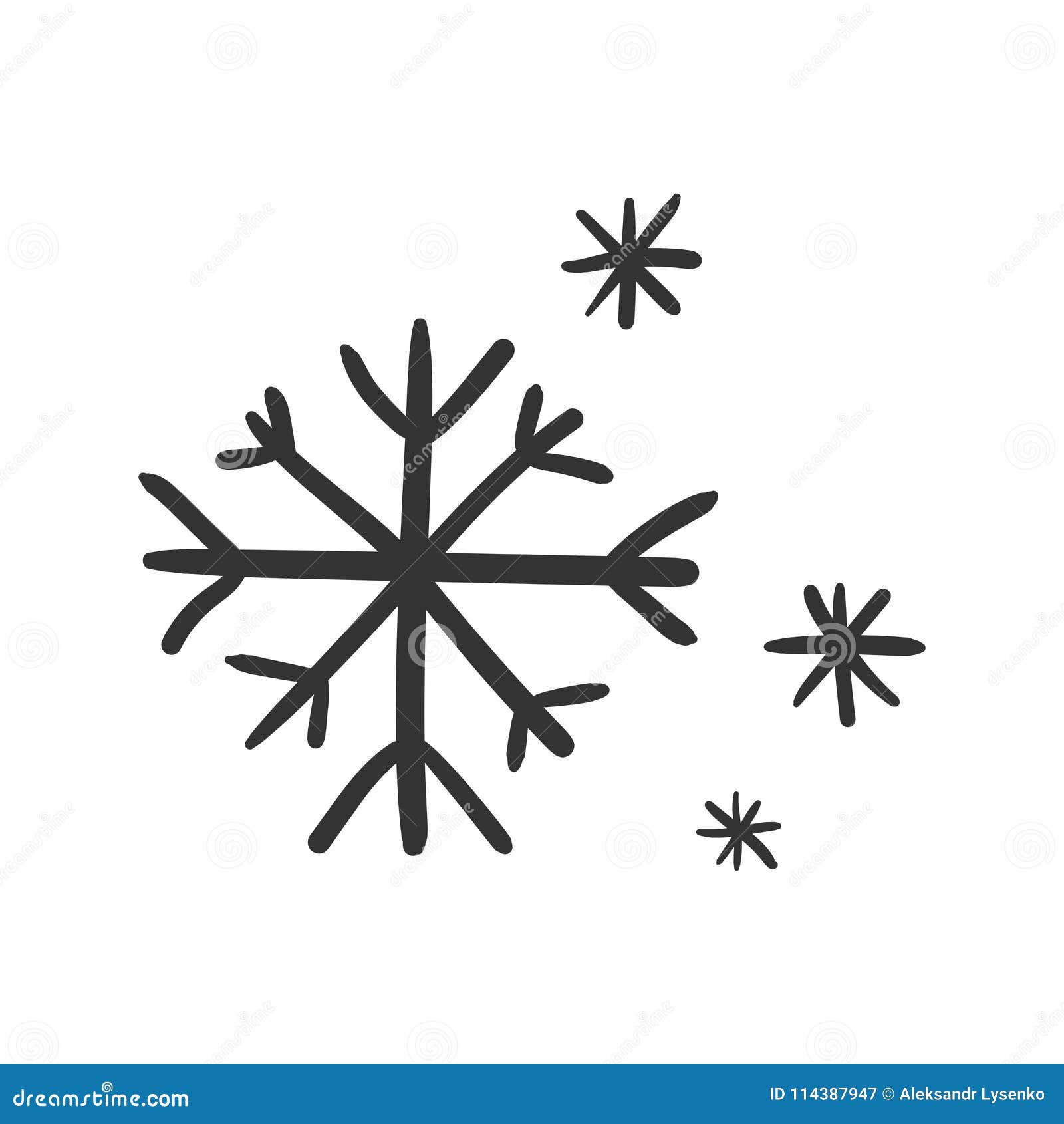 hand drawn snowflake  icon. snow flake sketch doodle illus