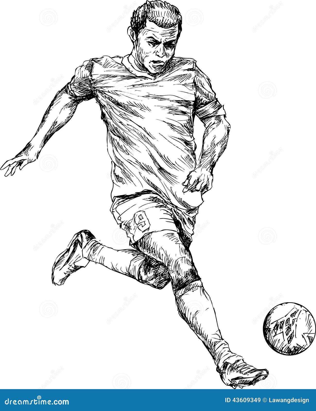 Hand Drawn Soccer Ball Player Stock Vector Illustration of drawn