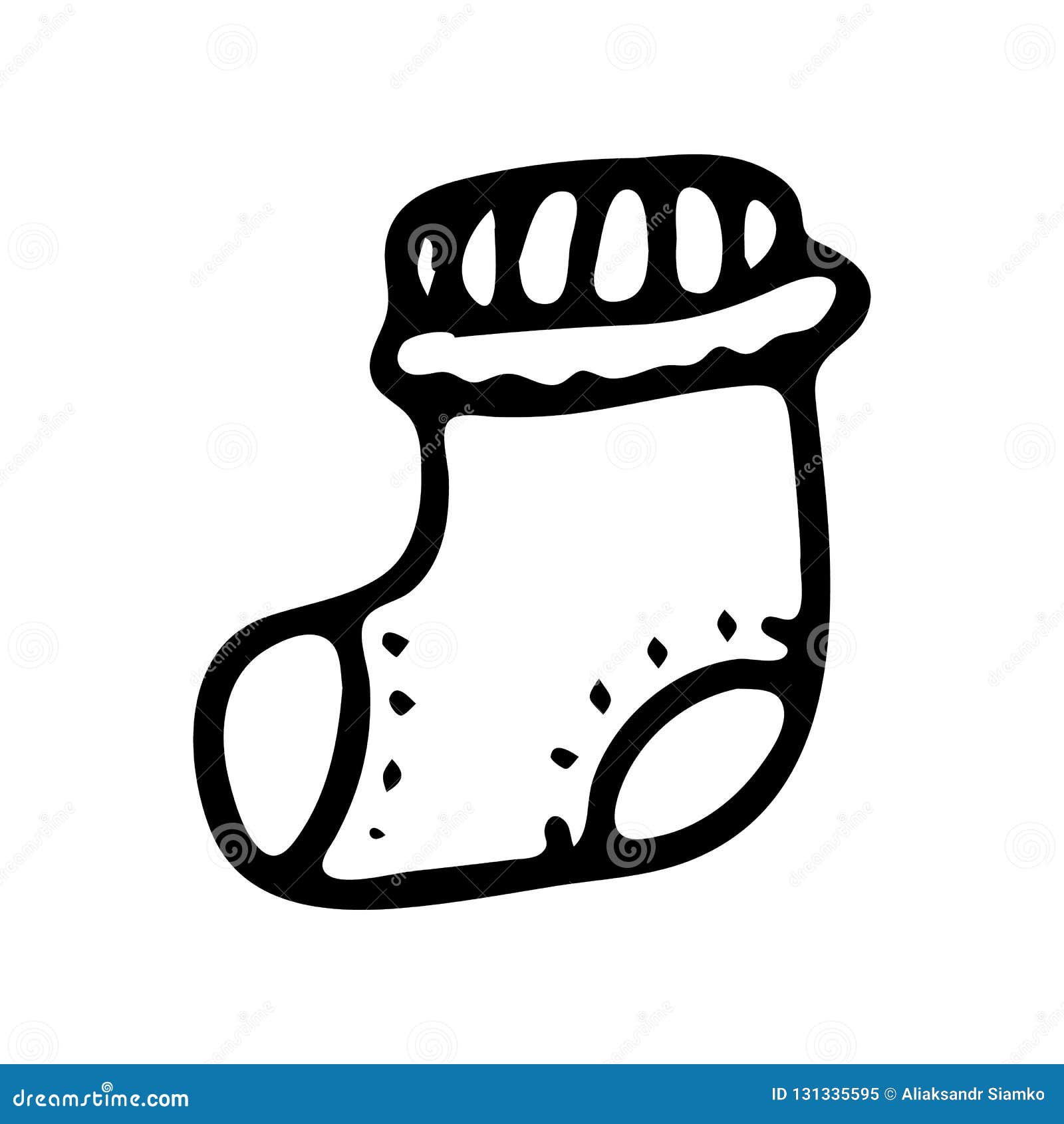 Hand Drawn Sock Doodle. Sketch Children`s Toy Icon Stock Vector ...