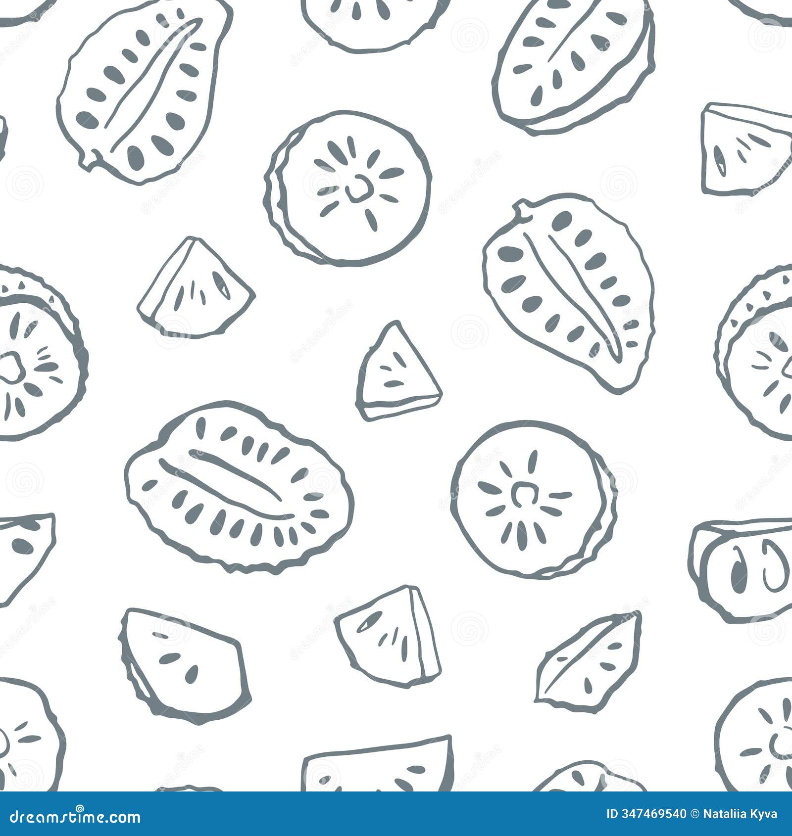 hand drawn soursop fruits seamless pattern