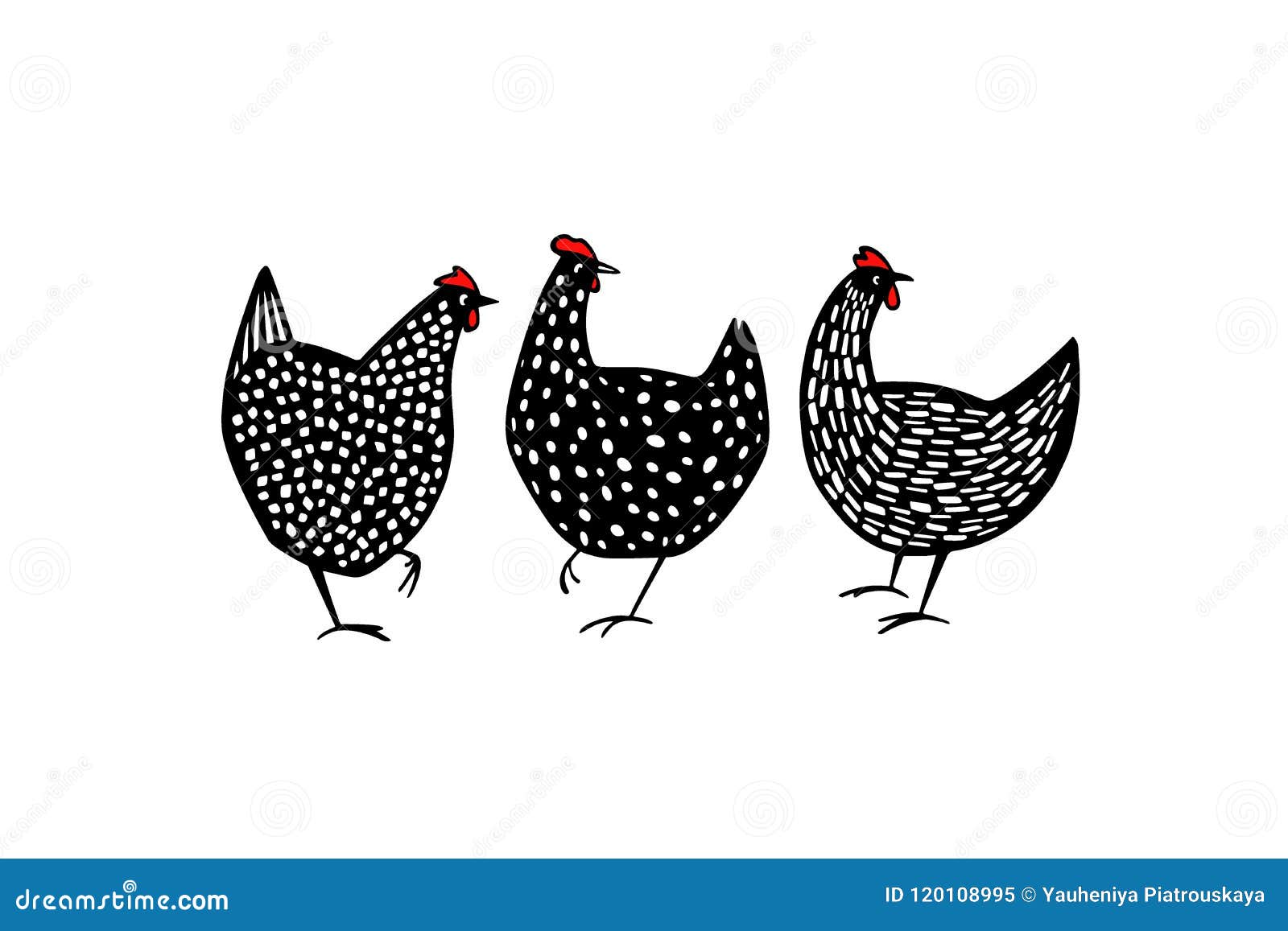 Hand drawn speckled hens stock vector. Illustration of icon - 120108995