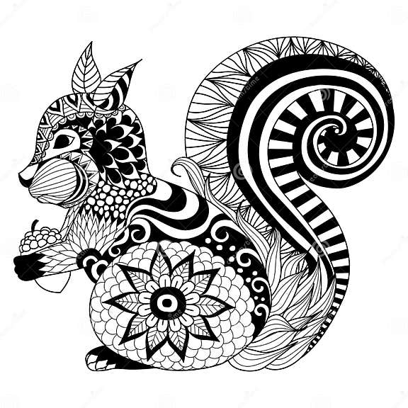 Hand Drawn Squirrel Zentangle Style for Coloring Book,tattoo,t Shirt ...