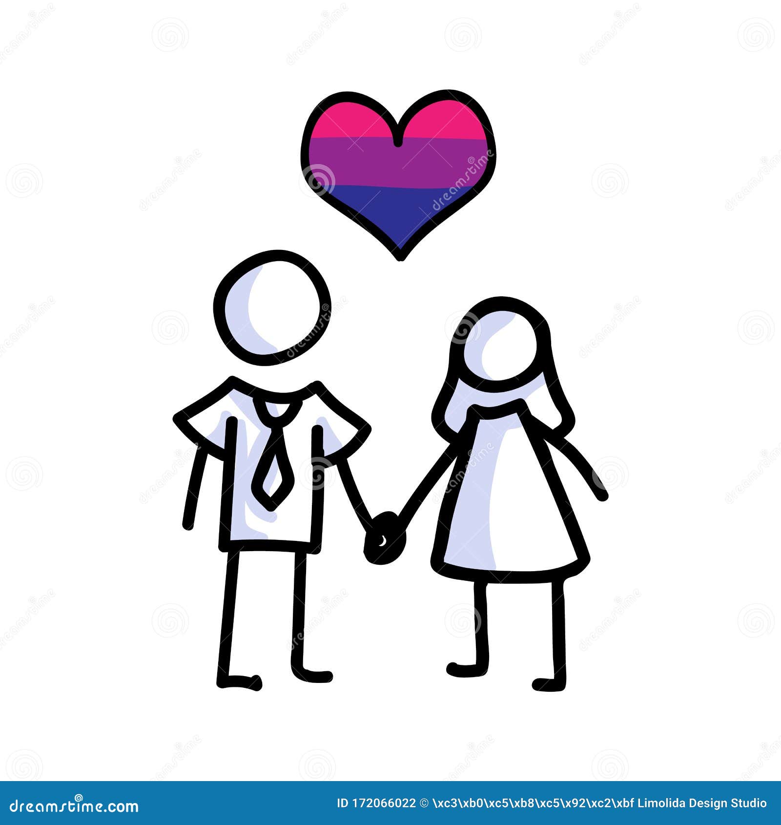 Hand Drawn Stick Figure of Bisexual Marriage picture
