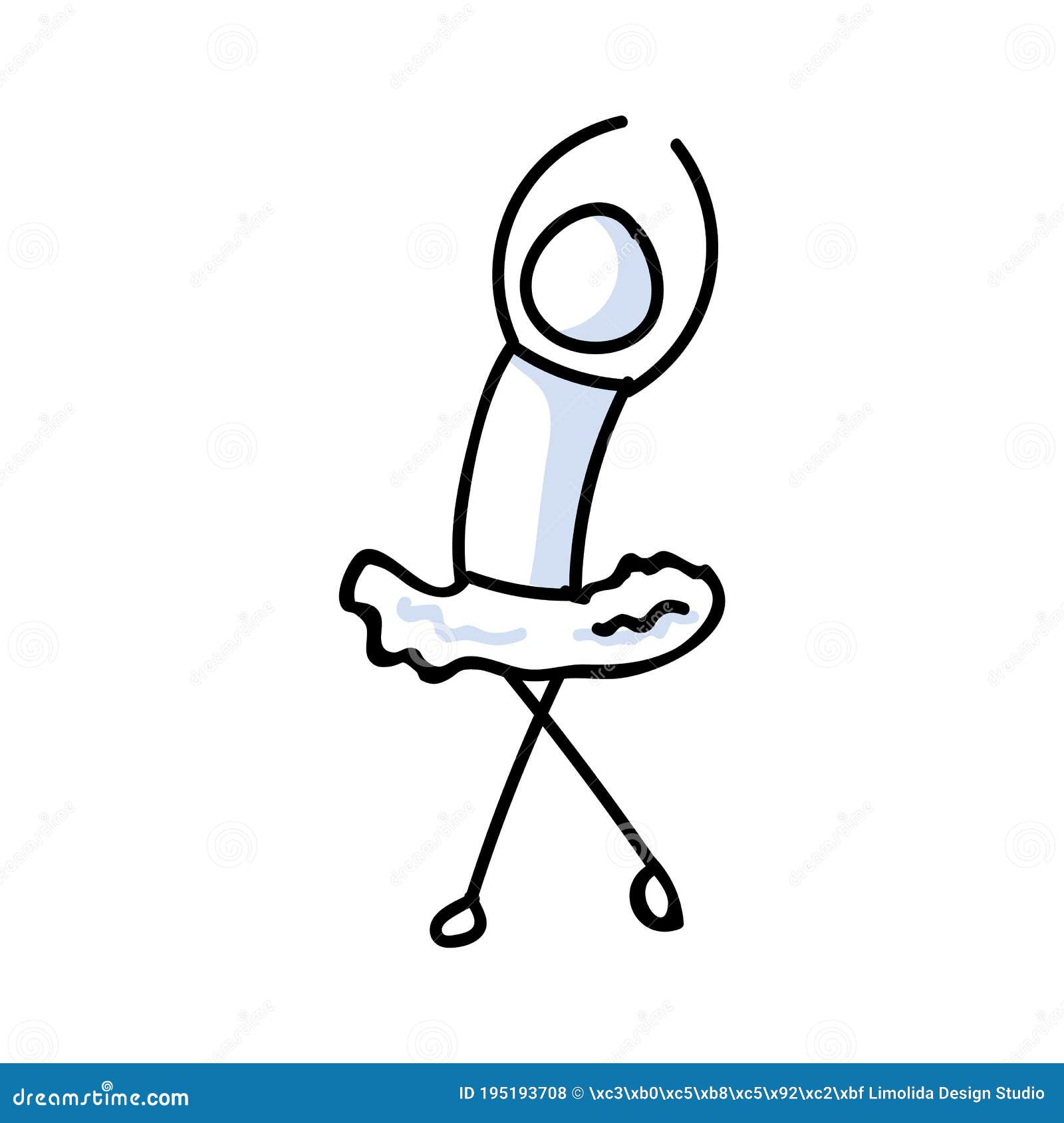 Hand Drawn Stickman Ballerina Dancer Concept. Simple Outline Ballerina ...