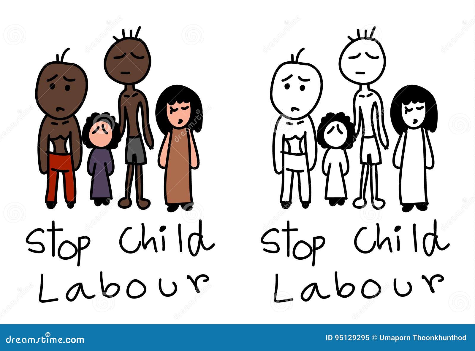 Hand Drawn Stop Child Labour Cartoon Vector Stock Vector - Illustration of  world, work: 95129295