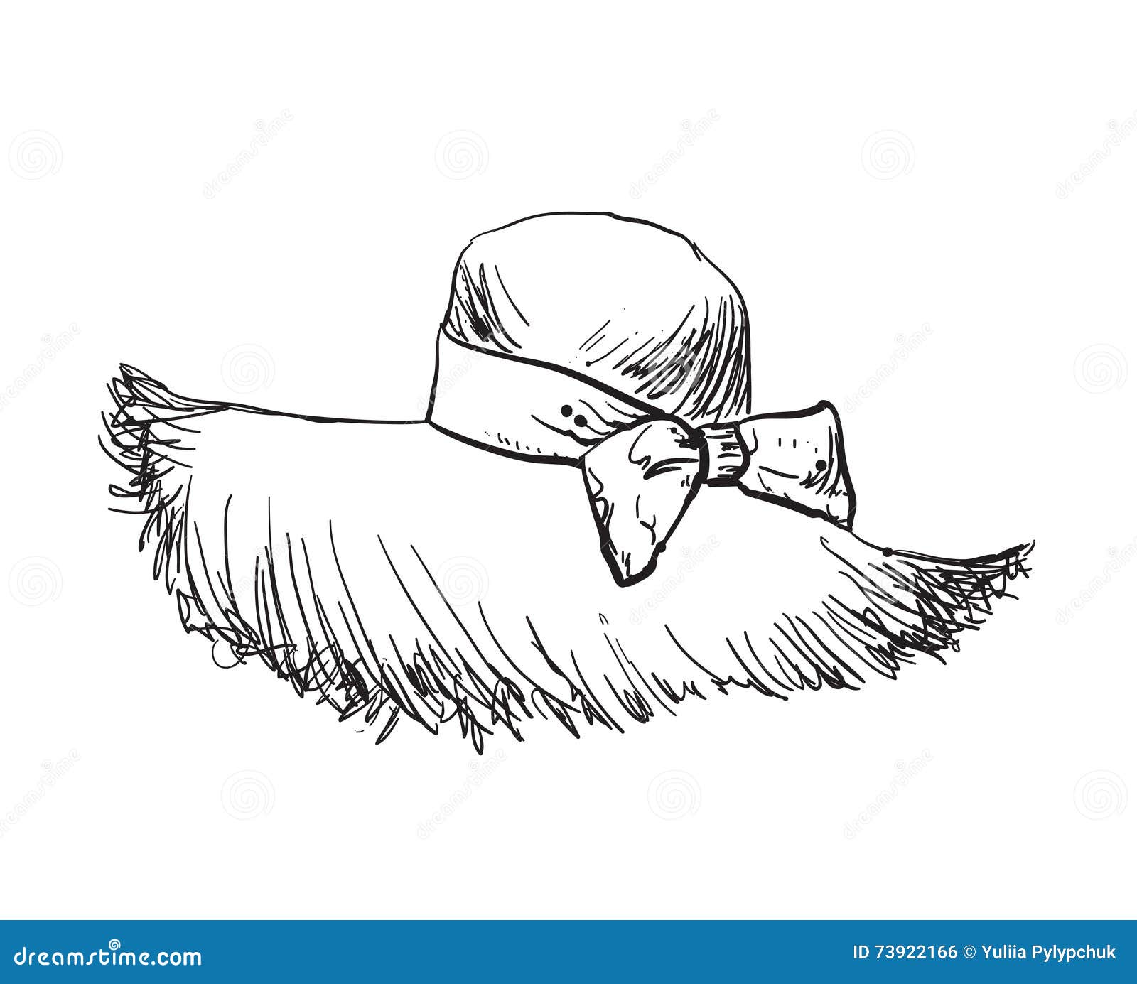 Hand Drawn Straw Hat. Fashion Illustration. Stock Vector Illustration