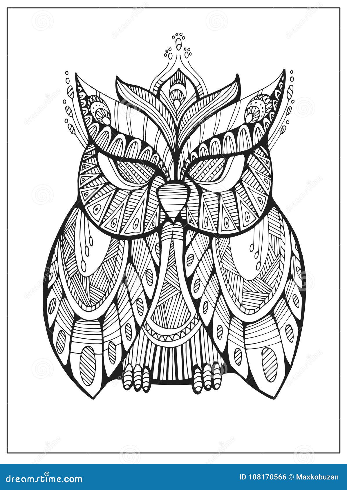 Download Zentangle Bat Totem For Adult Anti Stress Coloring Page ...