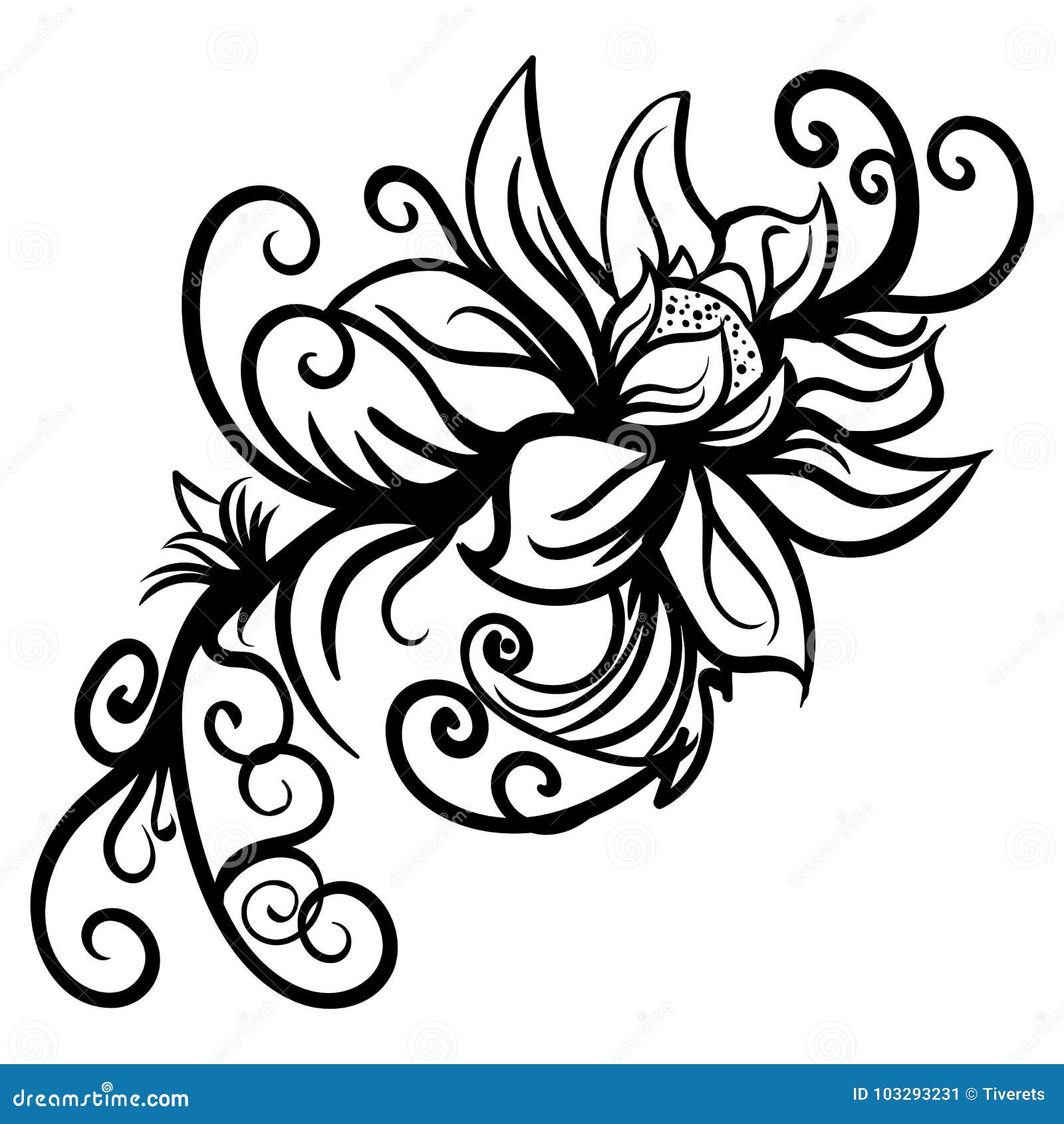 Hand Drawn Stylized Sketch Flowers Isolated Stock Vector - Illustration ...