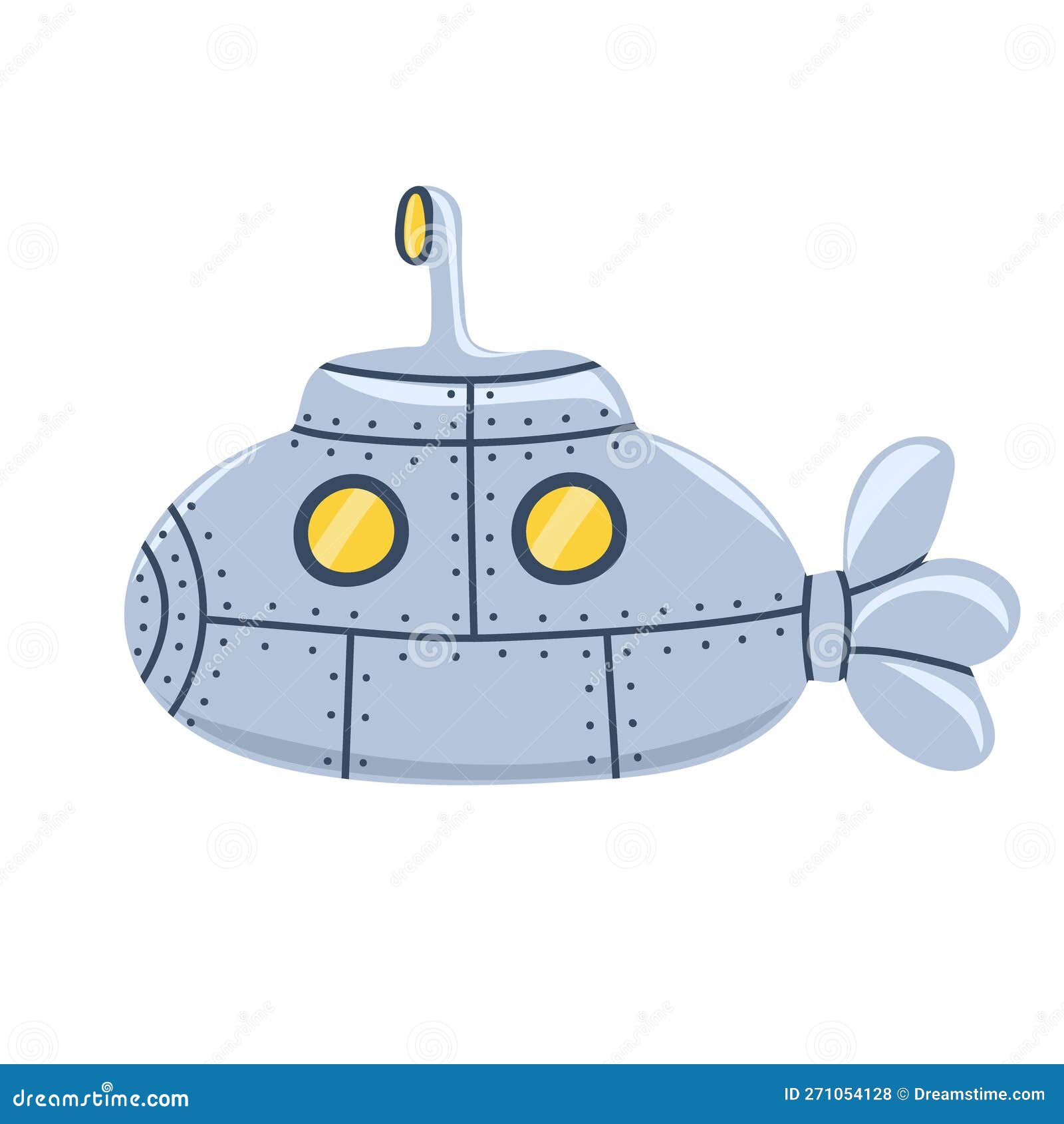 Hand Drawn Submarine with Periscope. Underwater Boat Stock Vector ...