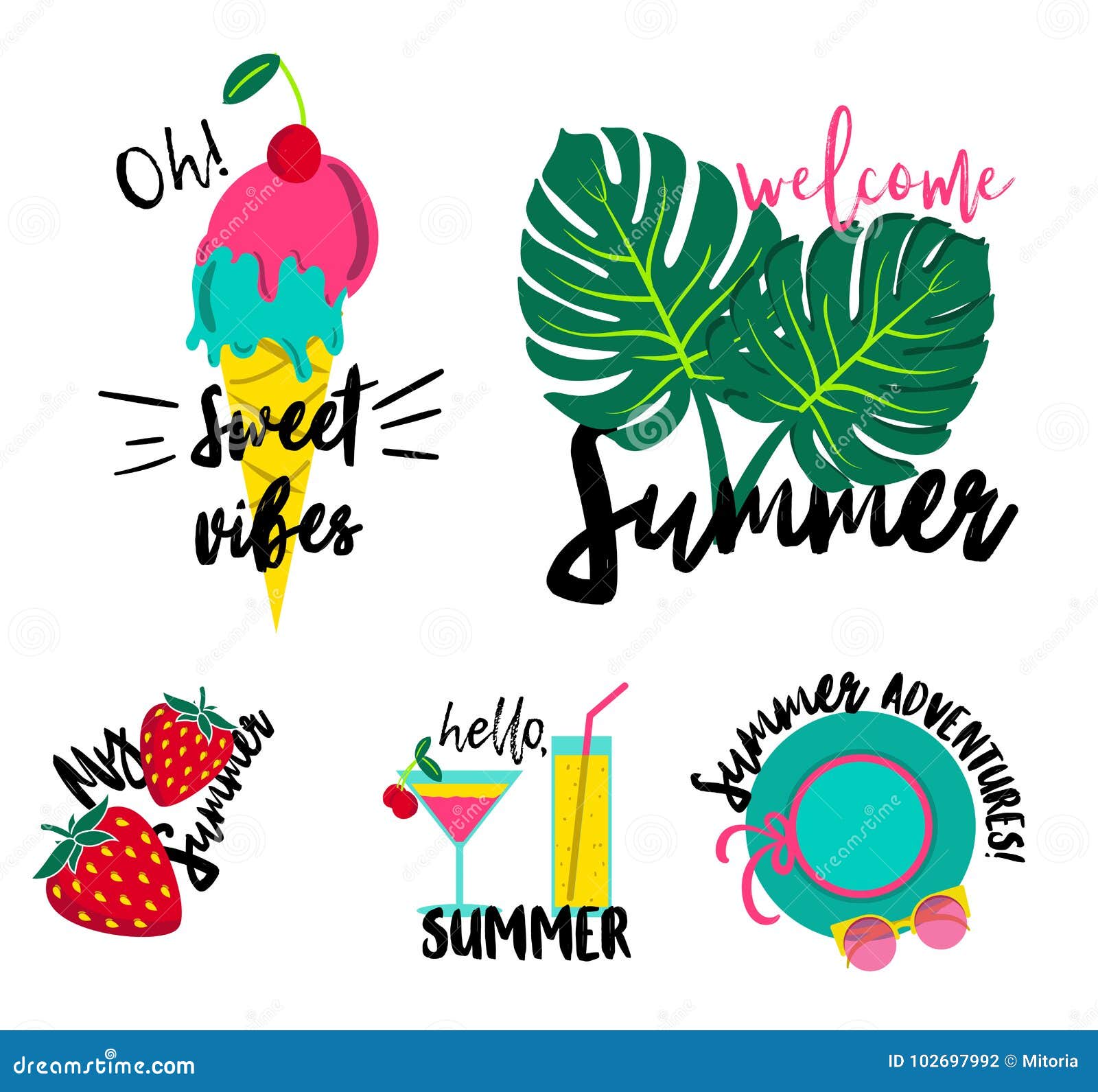 Download Summer Badges Set. Set Of Summer Trendy Patches, Stickers ...