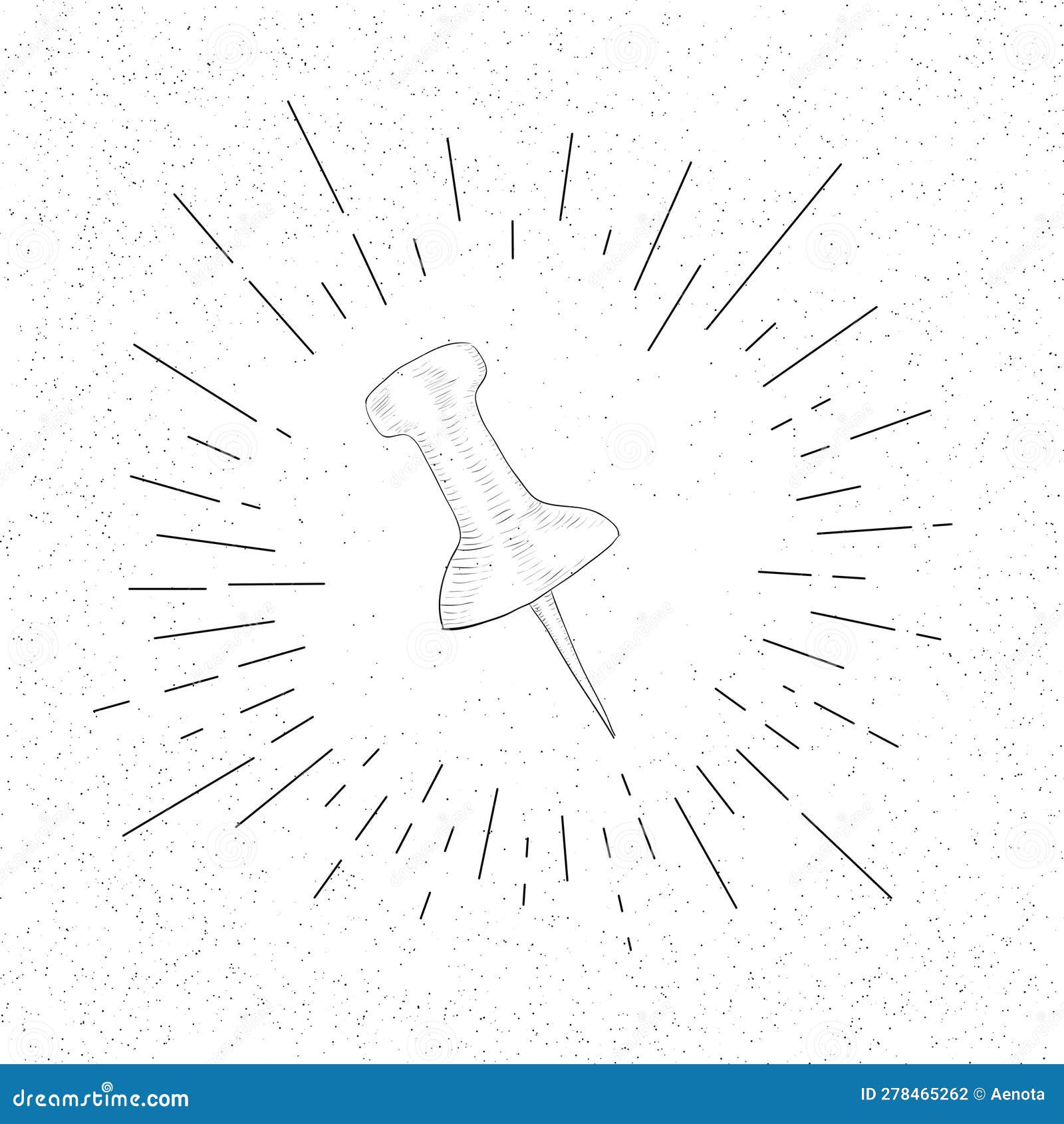 Hand Drawn Symbol of Clerical Office Push Pin Thumbtack Doodle Vector