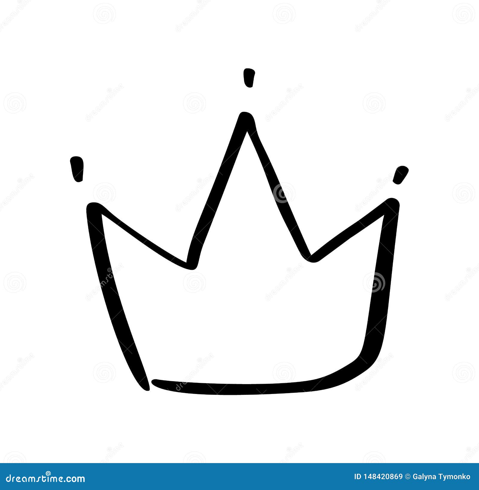 Hand Drawn Symbol of a Stylized Crown. Drawn with a Black Ink and Brush ...