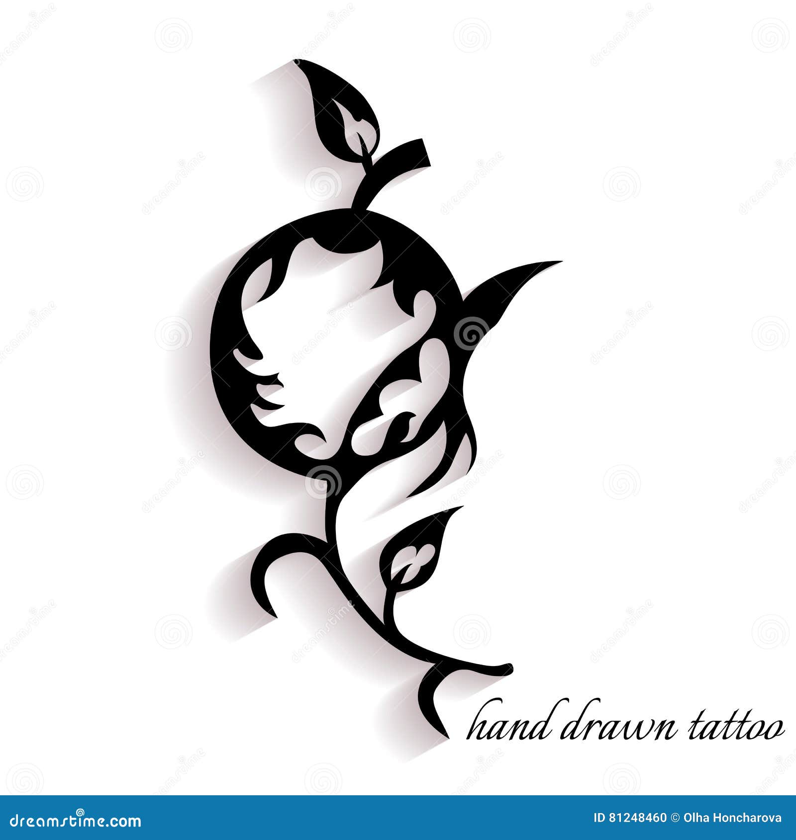 Hand-drawn Tattoo with Shadow Stock Vector - Illustration of instance, decoration: 81248460