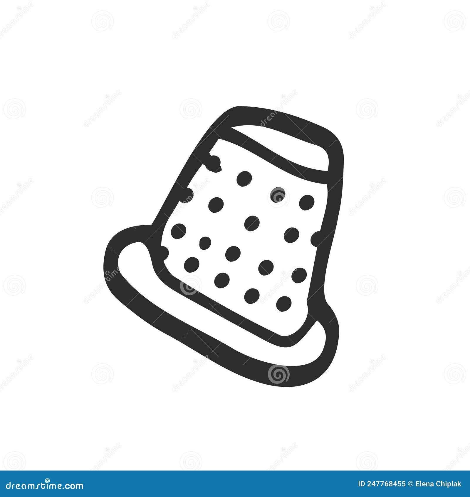 Hand Drawn Thimble for Sewing Isolated on a White Background. Doodle
