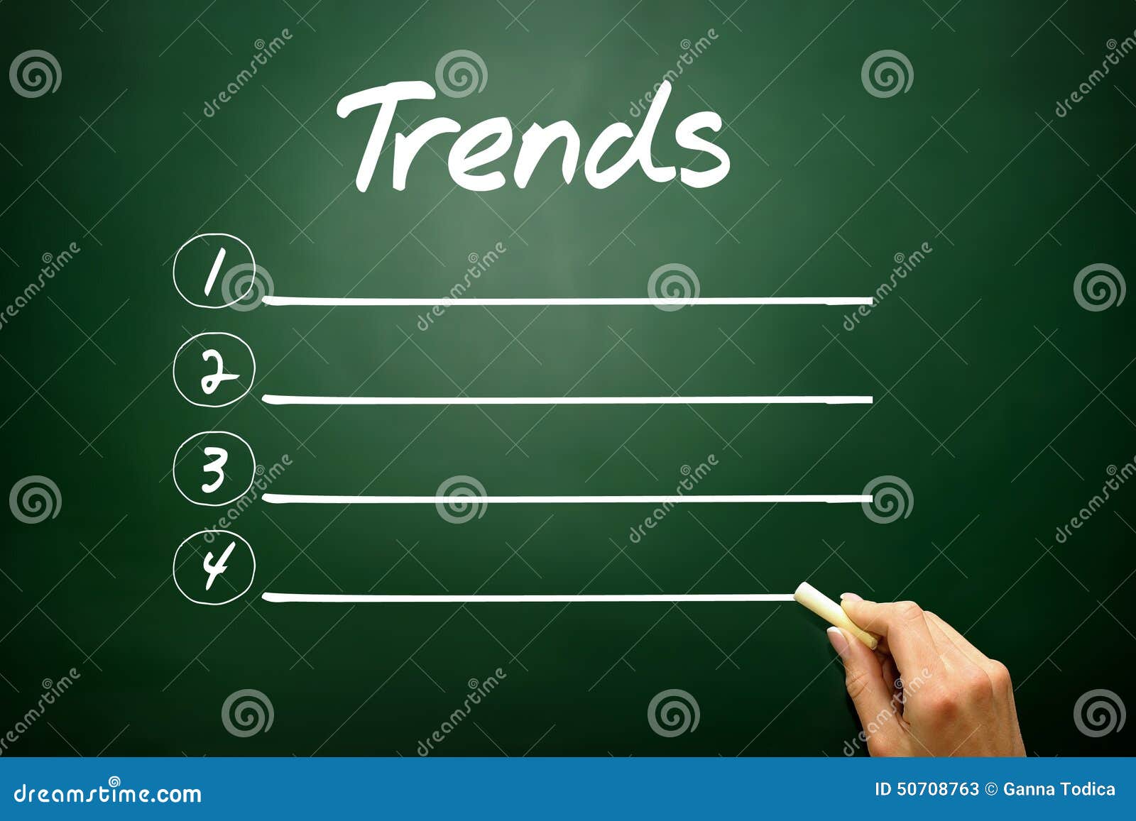 hand drawn trends blank list concept on blackboard