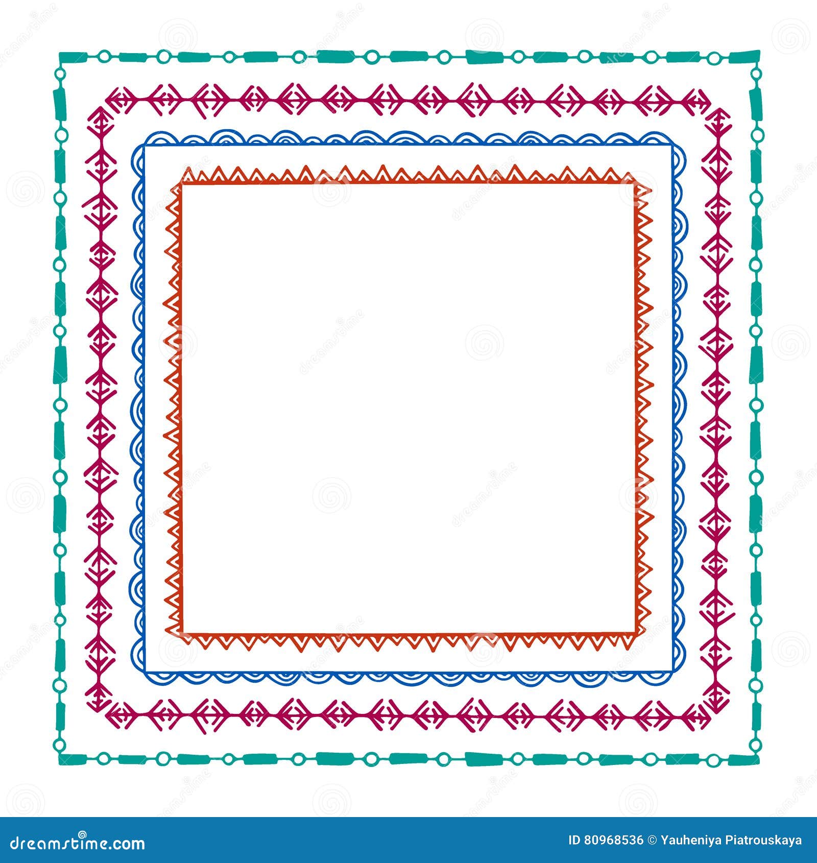 Hand drawn tribal frames stock vector. Illustration of element 80968536