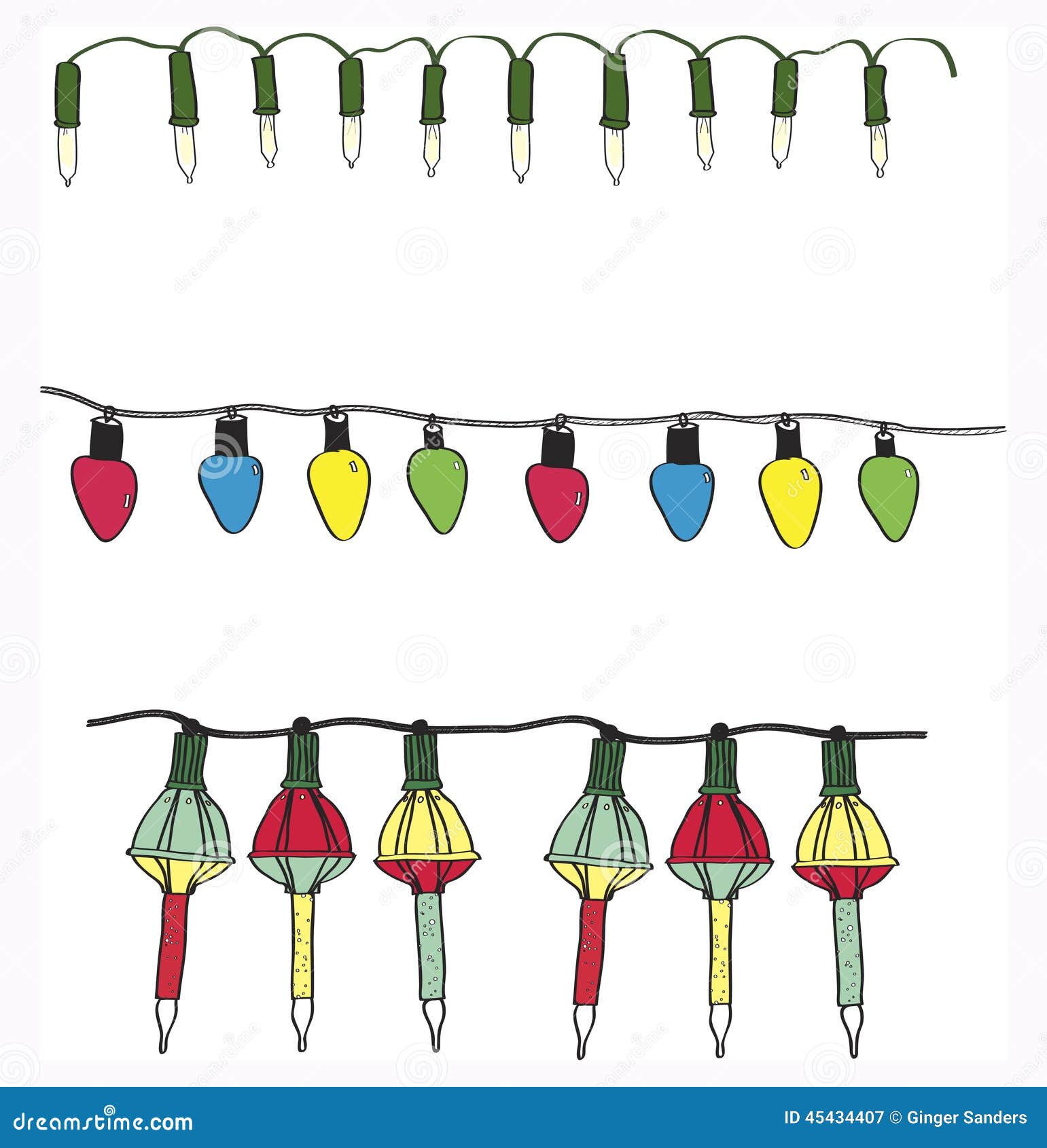 Hand Drawn Variety Electric Christmas Light Strings Vector