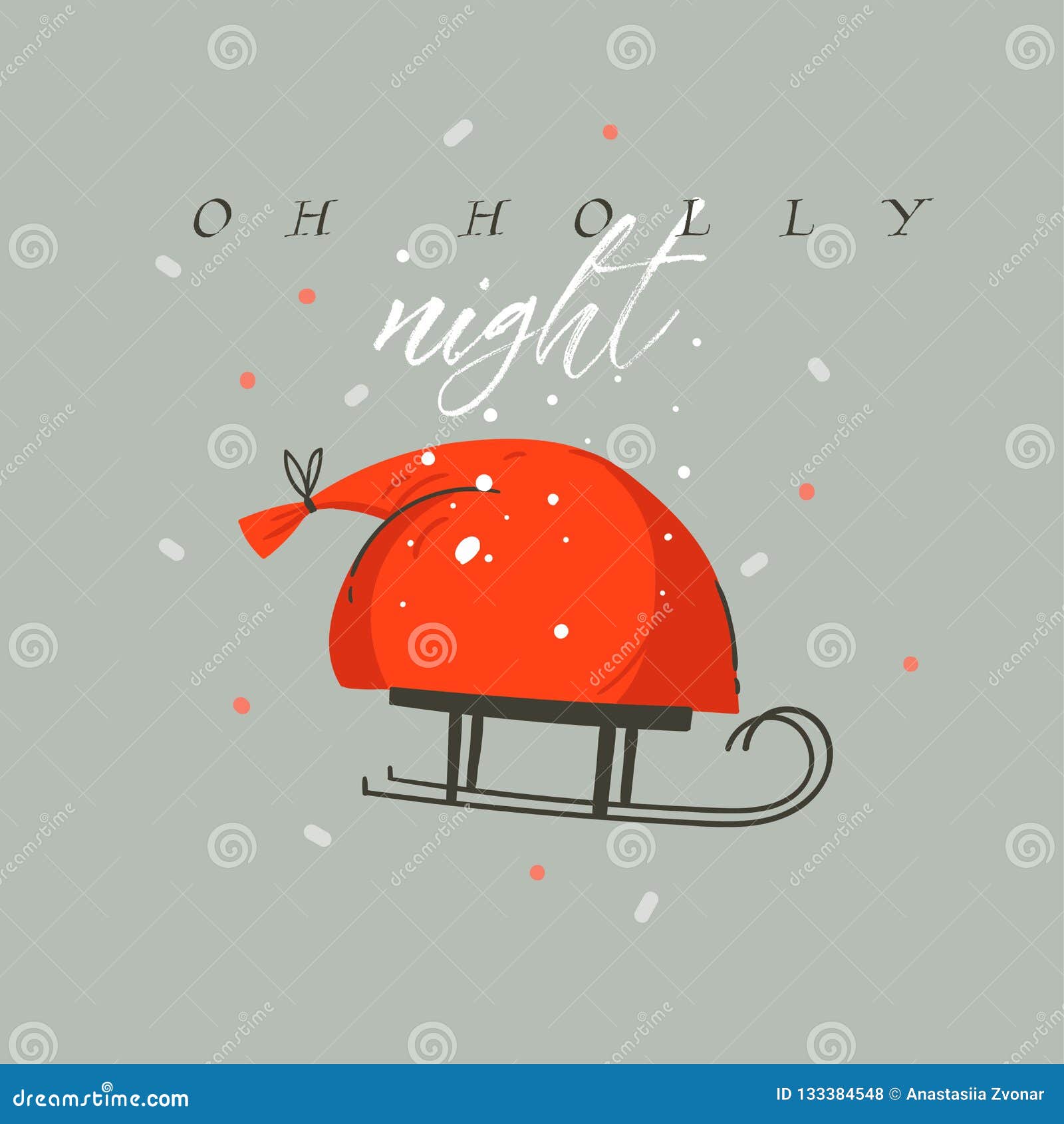 hand drawn  abstract fun merry christmas and happy new year time cartoon  greeting card with santa