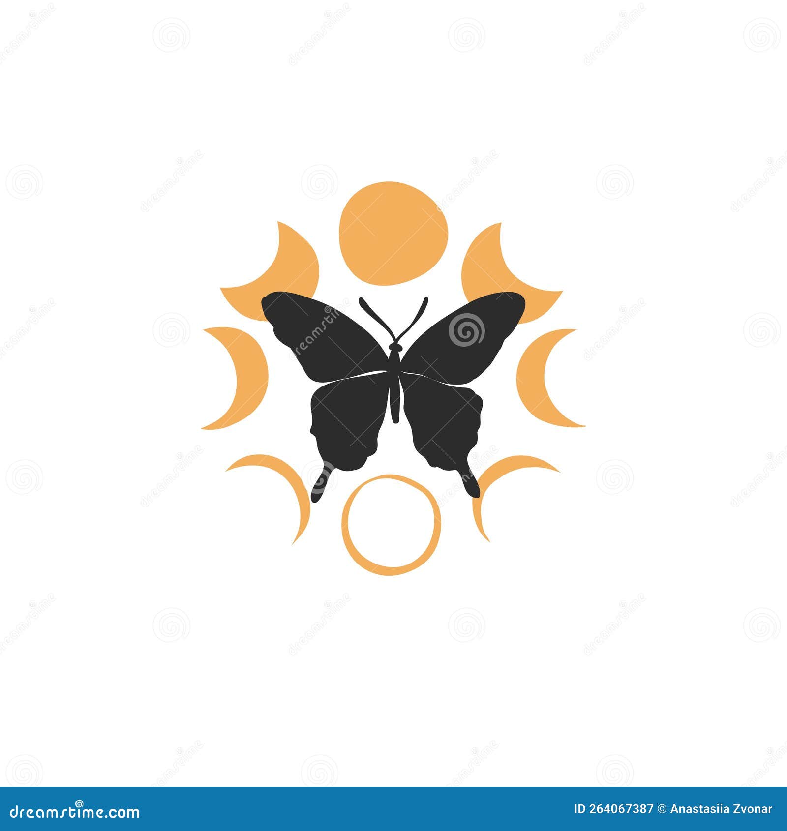 hand drawn  abstract graphic s celestial  concept with logo magic line silhouette art of mystic