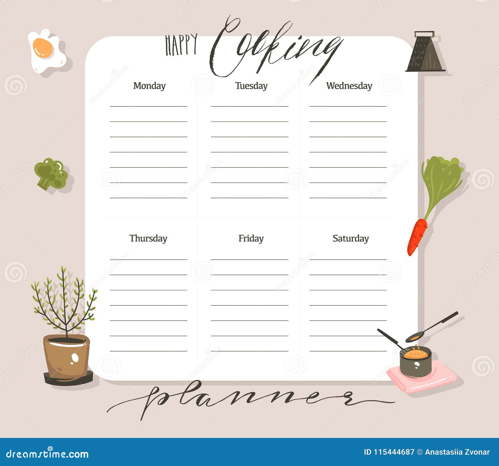 hand drawn vector abstract modern cartoon cooking studio class recipe card background