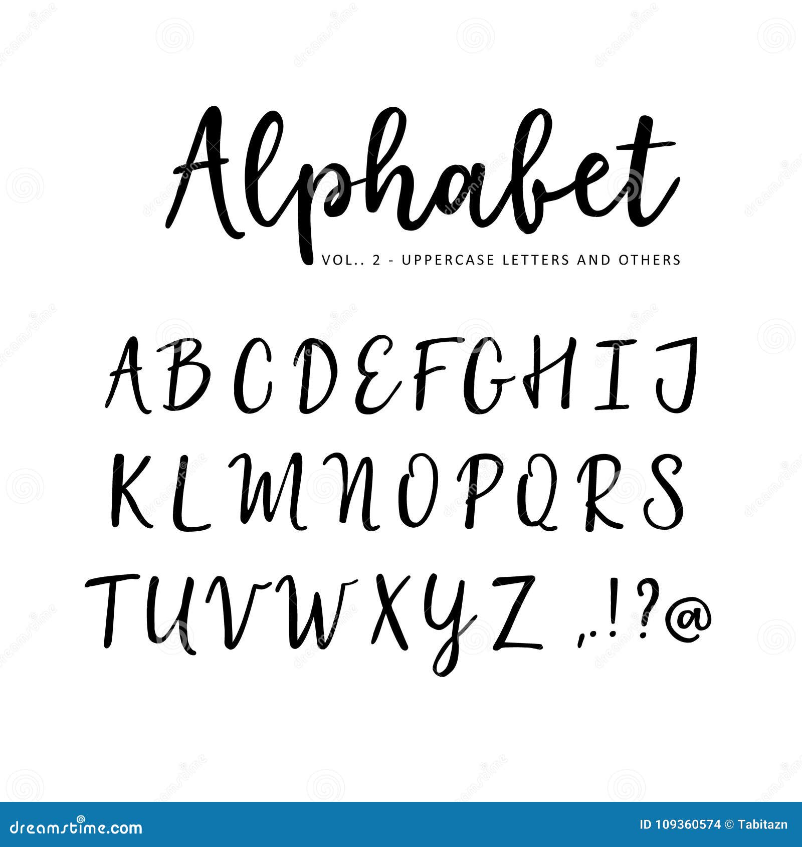 Hand Drawn Vector Alphabet. Brush Script Font. Isolated Upper Case ...