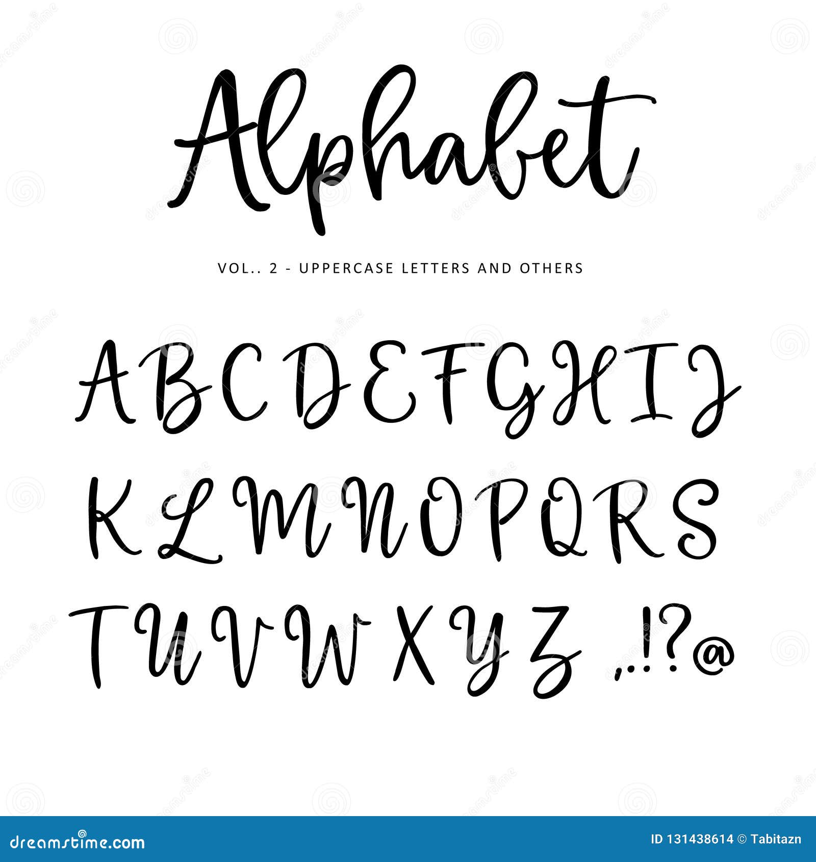Hand Drawn Vector Alphabet, Font. Isolated Letters, Punctuation Written ...