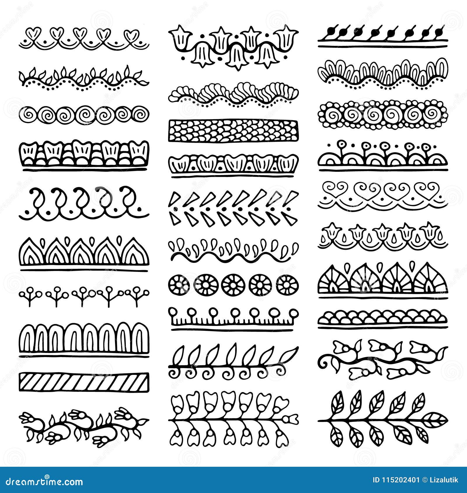 Hand Drawn Vector Dividers Set Stock Vector Illustration Of Boho