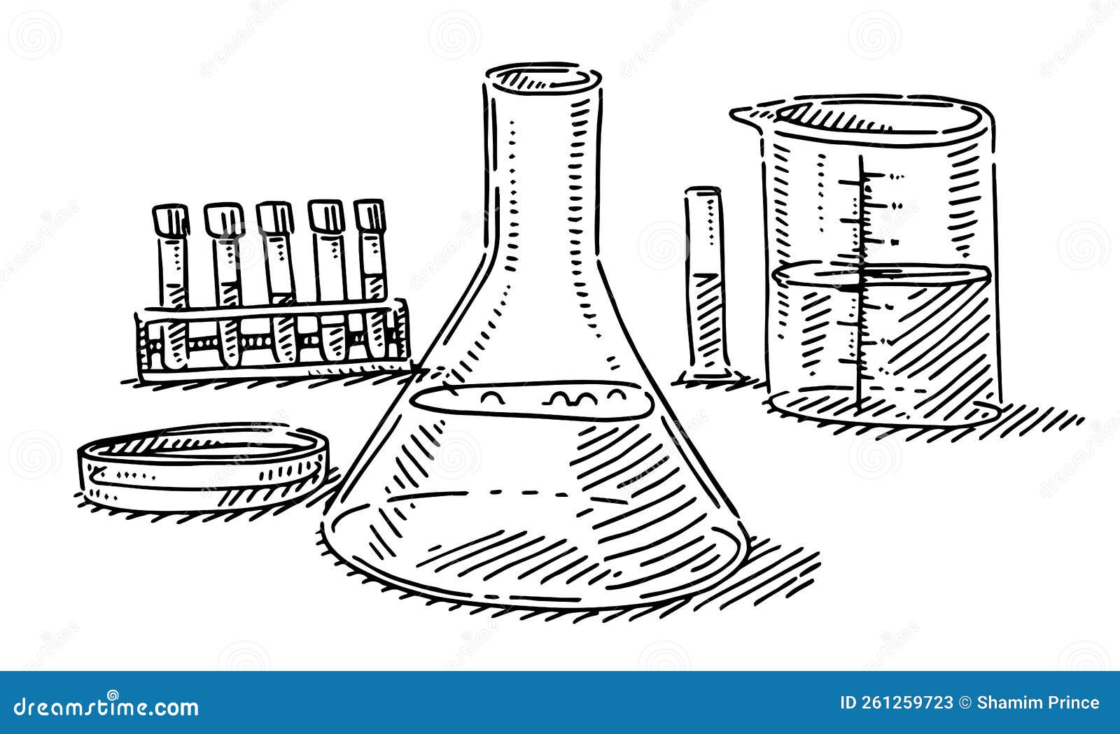 Hand-drawn Vector Drawing of a Chemistry Laboratory Equipment. Black ...