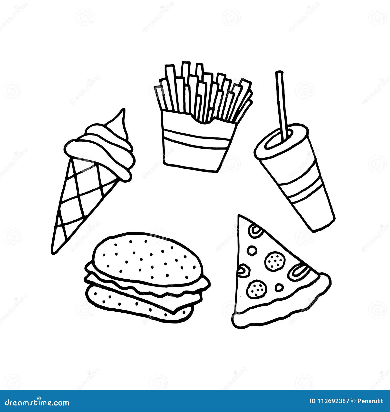 Junk Food Cartoon Black And White