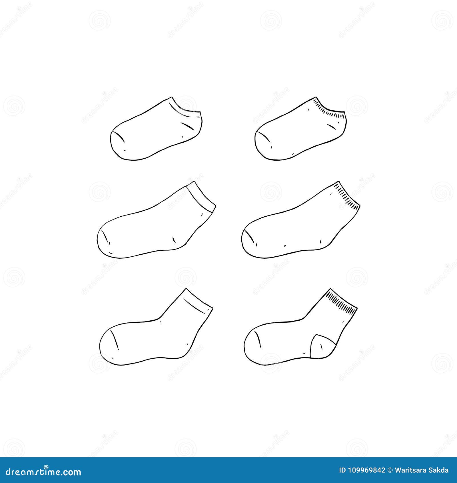 Download Hand Drawn Vector Illustration Of Blank Sock On White ...