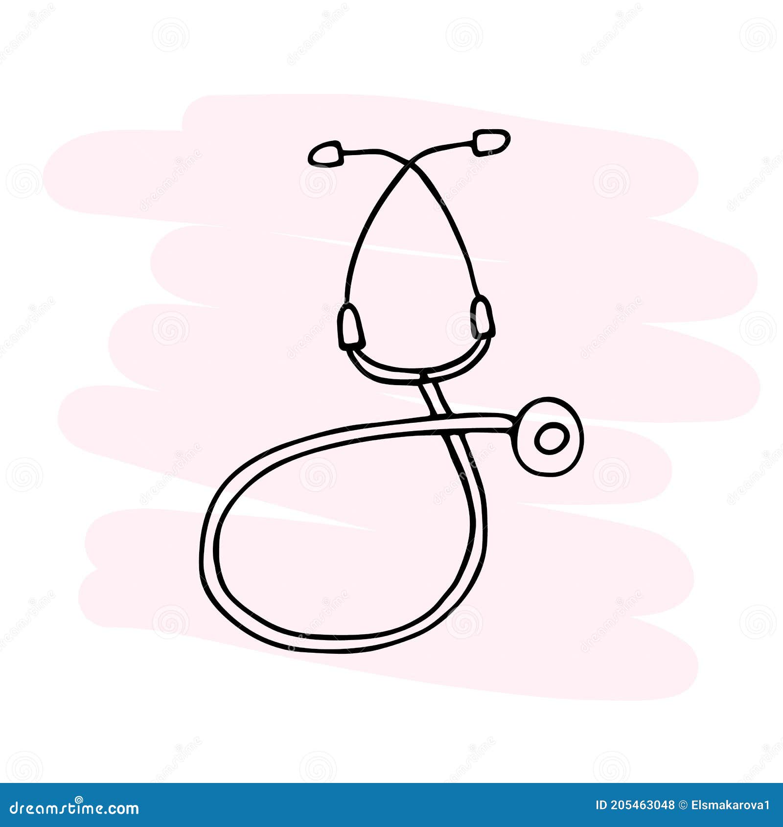 Handdrawn Illustration of a Diagnostic Stethoscope. Doodle Stock