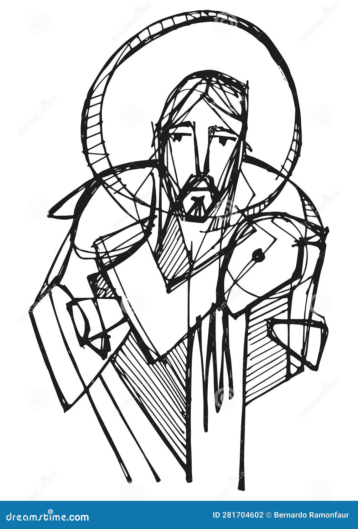 Hand Drawn Illustration of Christ the Good Shepherd. Christ the Good ...