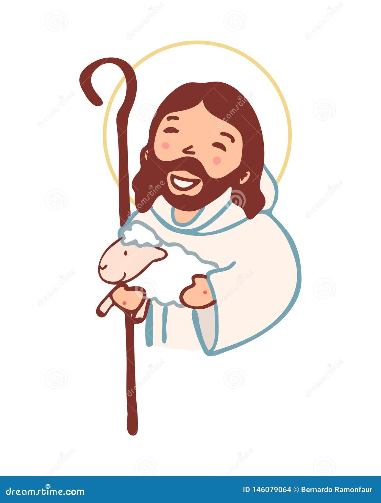 Jesus Christ Good Shepherd Digital Cartoon Stock Vector - Illustration ...
