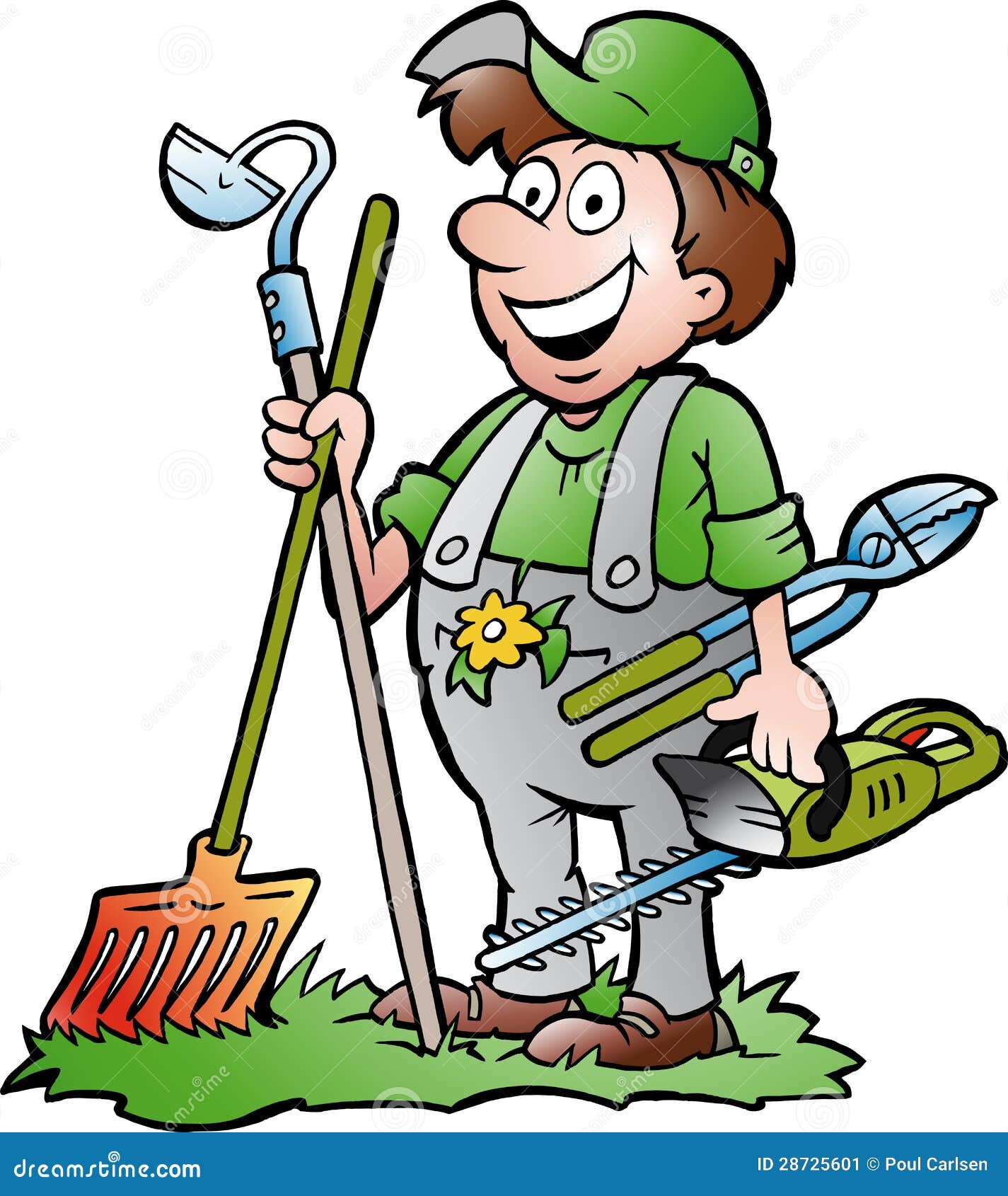 Handdrawn Vector Illustration of an Happy Gardener Stock Vector