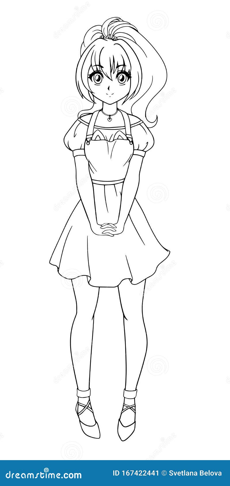 Coloring page princess kawaii style cute anime Vector Image