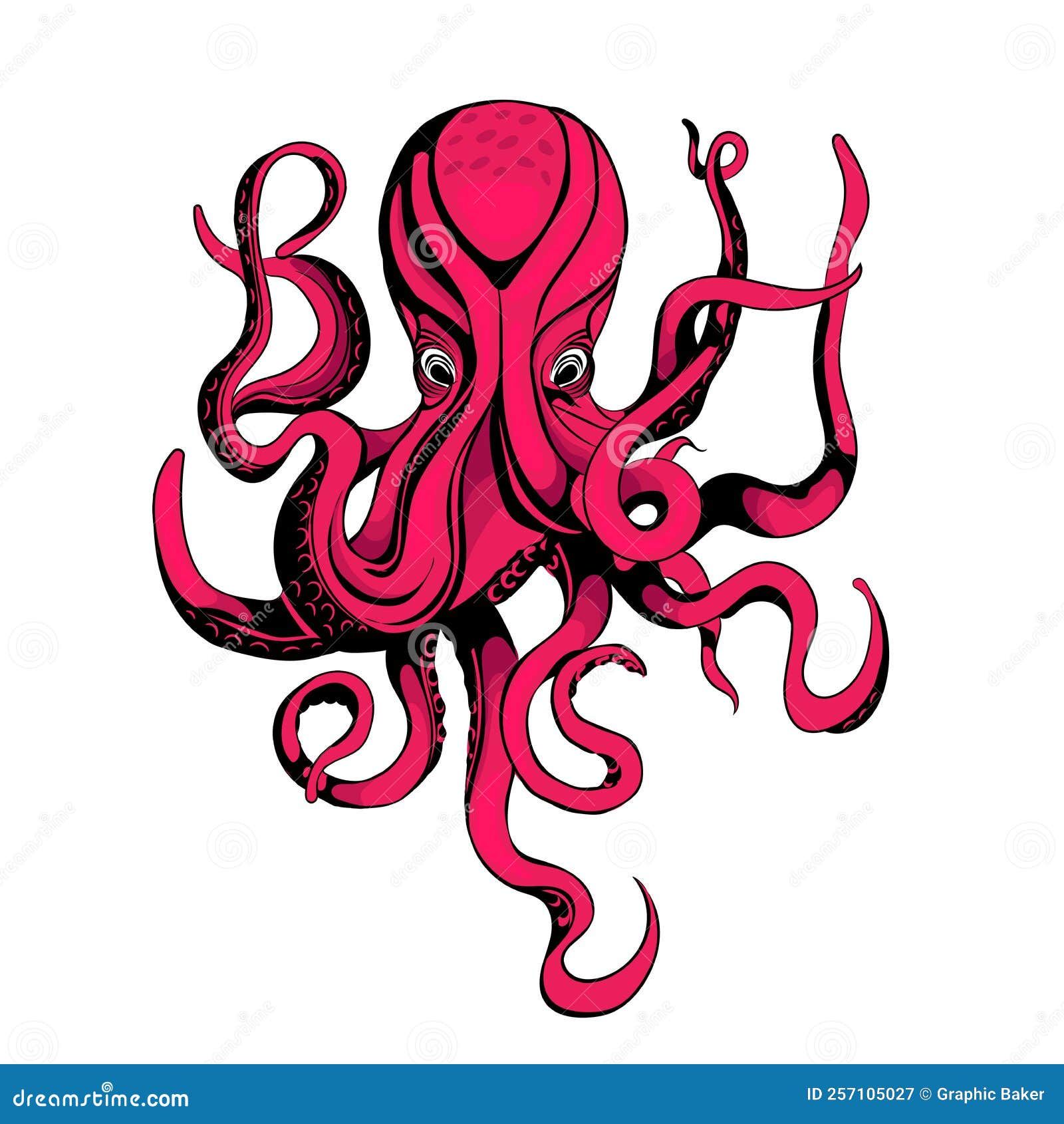 Hand Drawn Vector Illustration of Octopus. Stock Vector Illustration