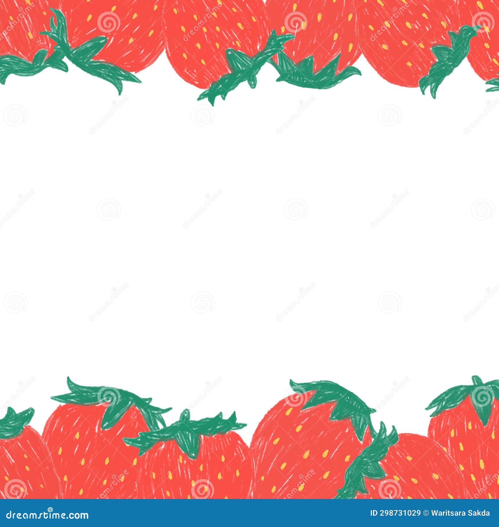 Hand Drawn Vector Illustration of Strawberry with Blank Space for Text