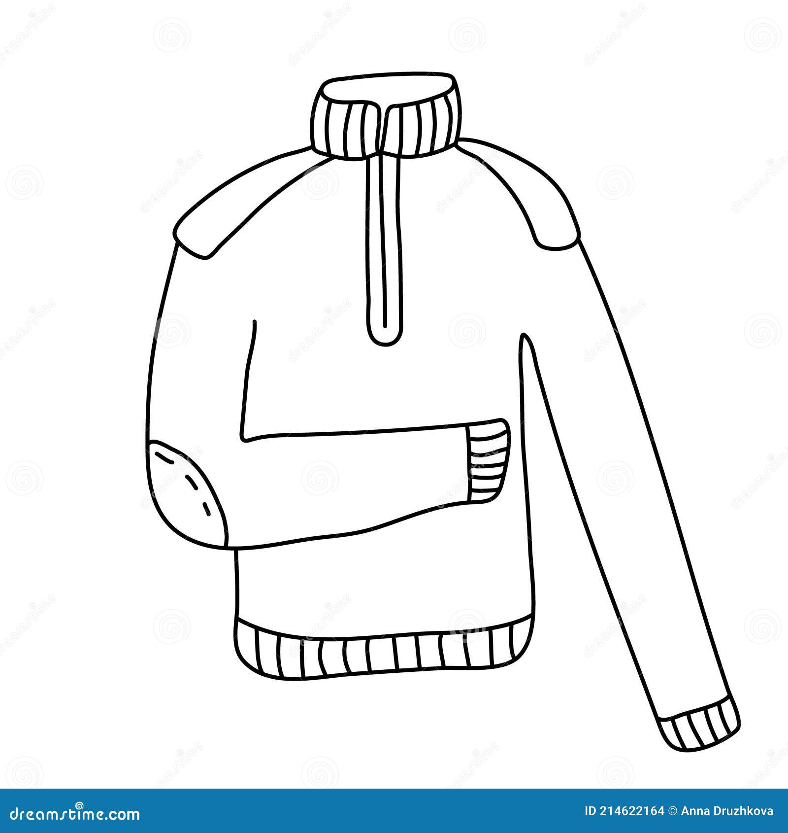 Hand Drawn Vector Illustration of a Warm Turtleneck Sweater in Doodle ...