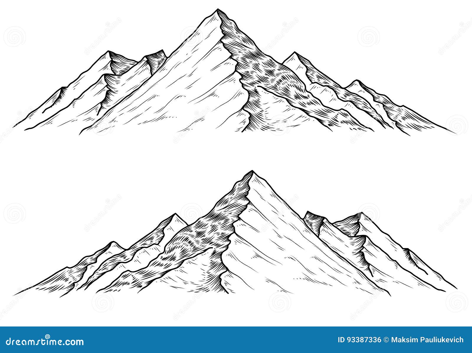 Hand Drawn Vector Illustrations the Mountains Stock Vector ...