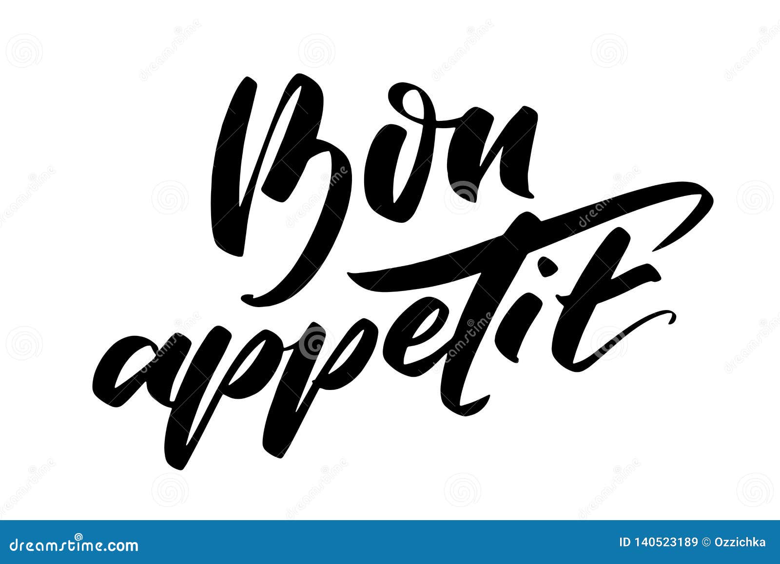 Hand Drawn Vector Lettering. Bon Appetit Words By Hands. Isolated ...