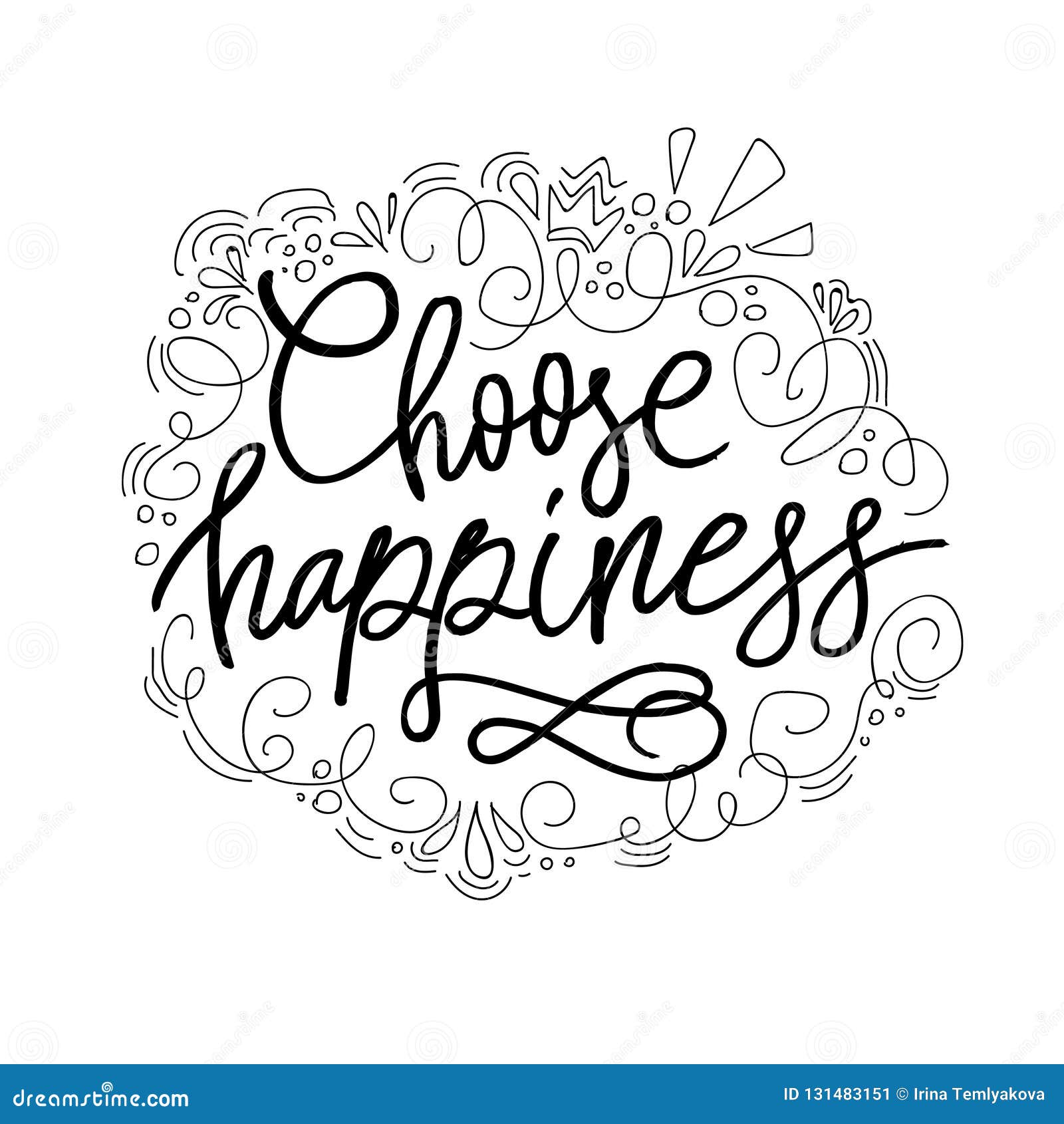 Hand Drawn Vector Lettering. Quote Choose Happiness Stock Vector ...