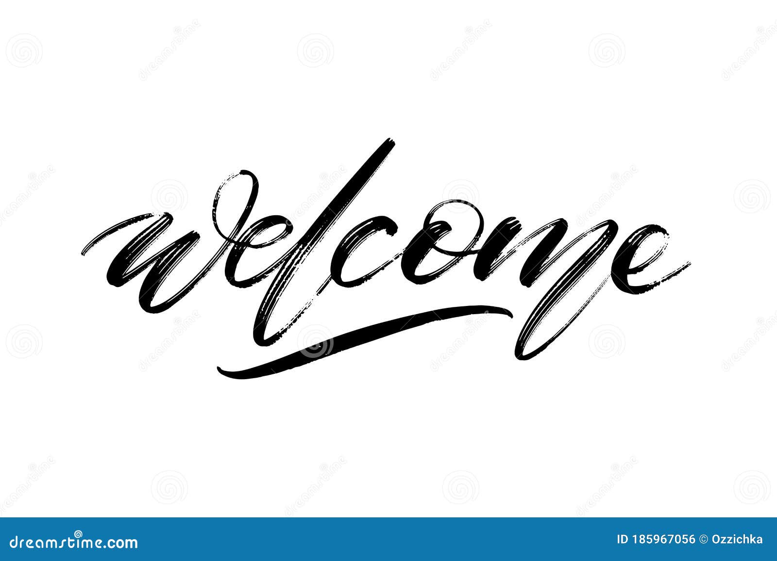 Hand Drawn Vector Lettering. Welcome Word by Hands. Isolated Vector ...