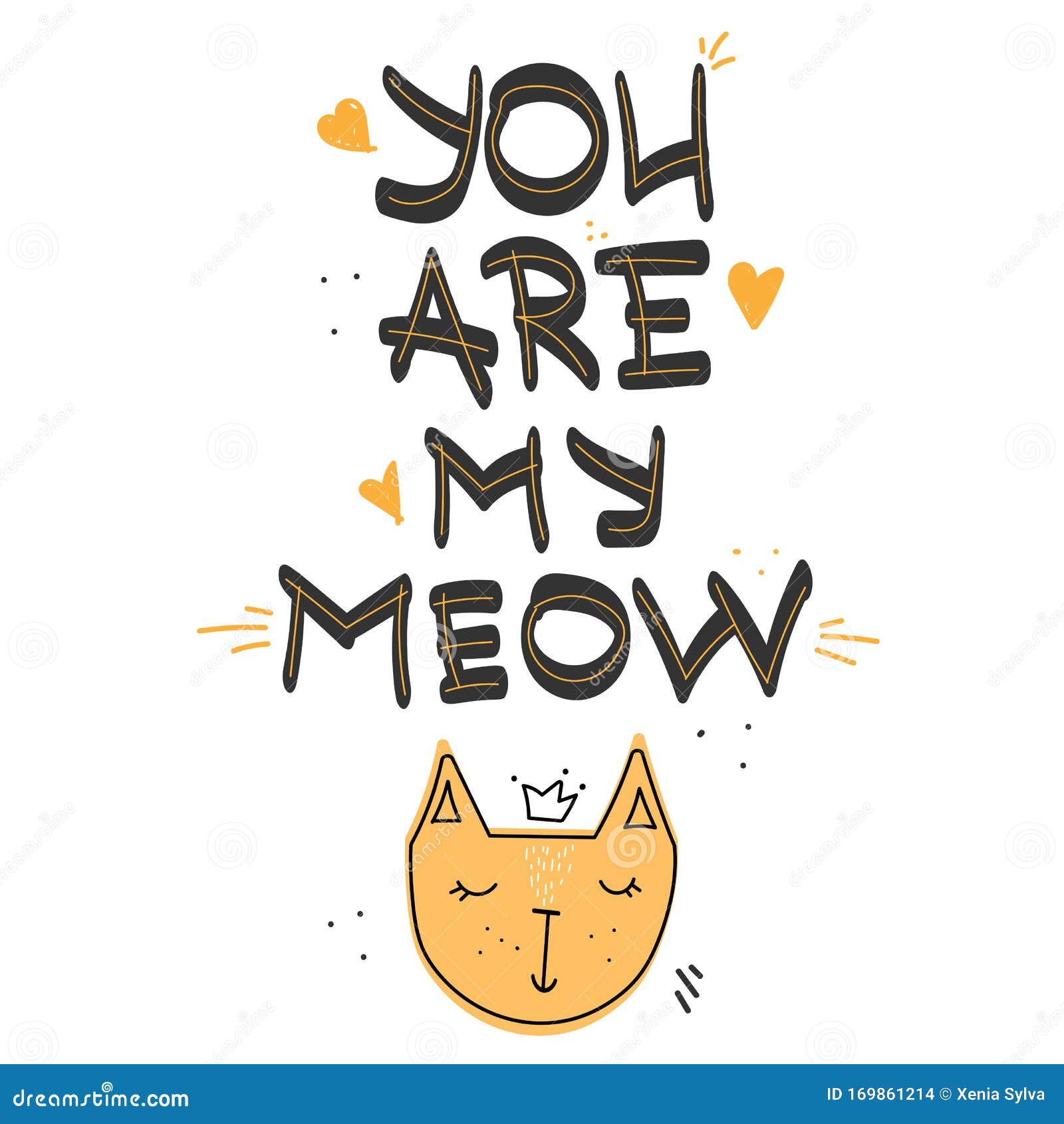 Meow Inspirational Lettering Banner With Swashes.Modern Calligraphy Cat ...