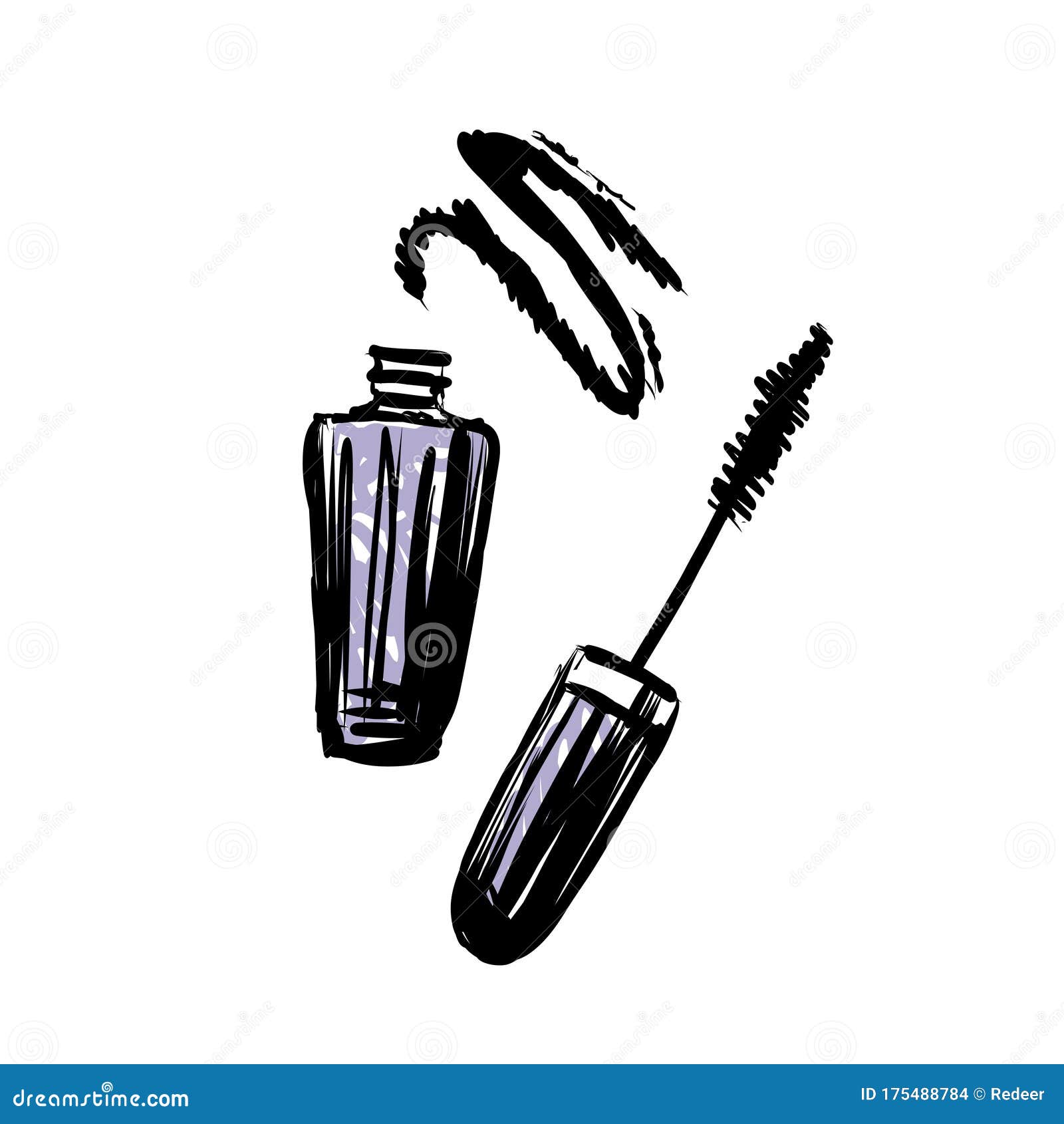 Hand Drawn Vector Mascara. Make Up Object on White Background. Stock